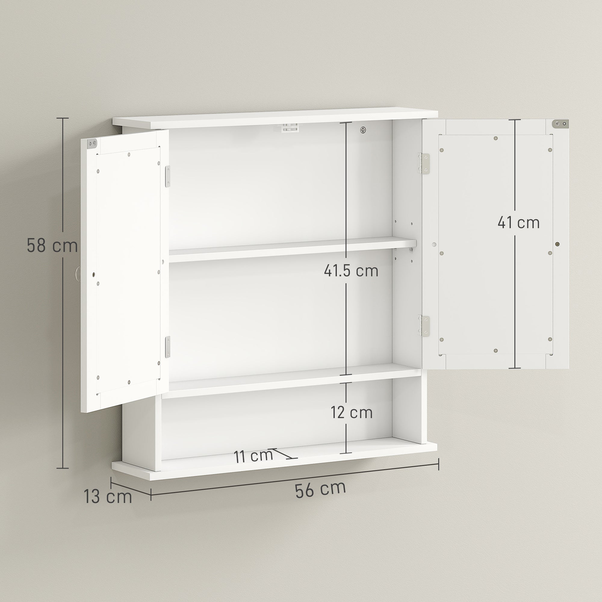 kleankin Bathroom Wall Storage Cabinet - White - North Peak Garden Furniture