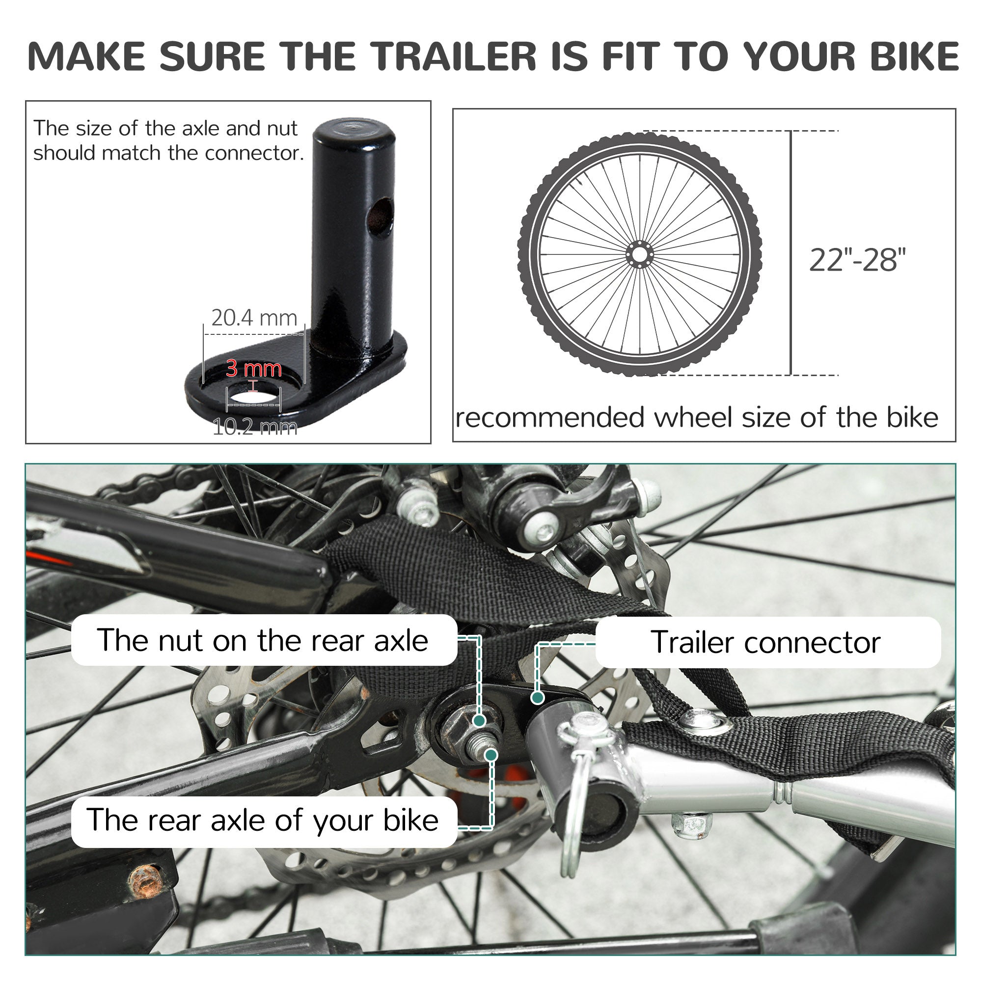 PawHut Steel Dog Bike Trailer Pet Cart Carrier for Bicycle Kit Water Resistant with Hitch Coupler Travel Black and Red - North Peak Garden Furniture