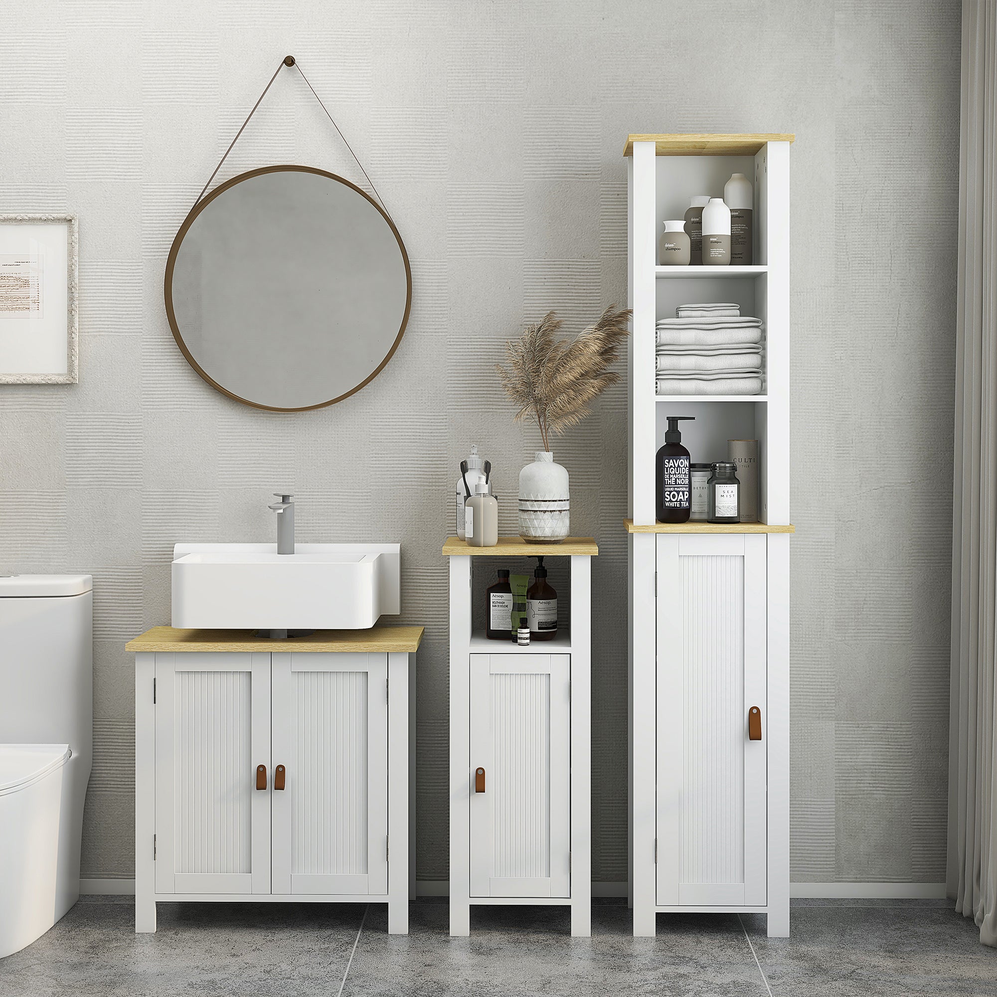 kleankin Slim Bathroom Storage Cabinet - White - North Peak Garden Furniture