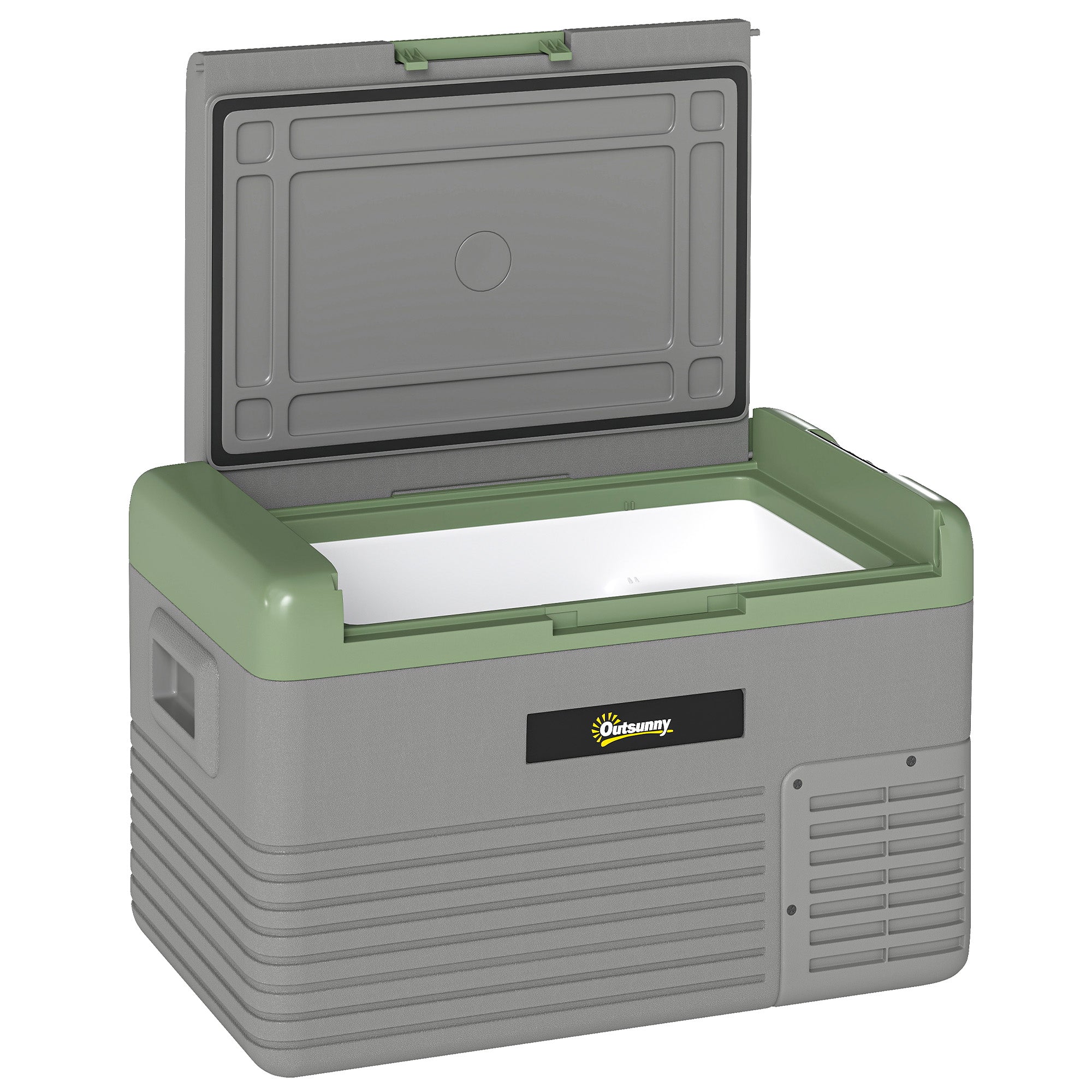 Outsunny 30L Portable Car Refrigerator - Light Green and Grey - North Peak Garden Furniture
