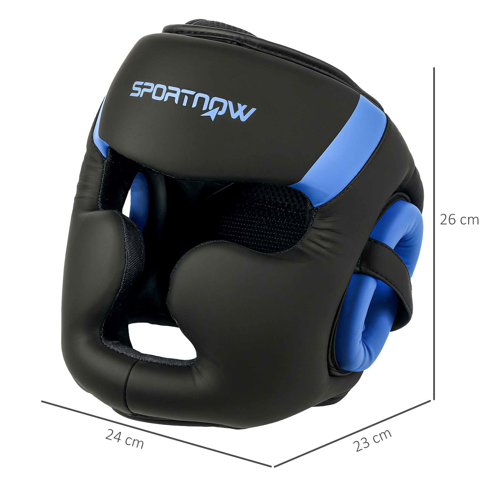 SPORTNOW Boxing Headguard, Boxing Headgear Helmet with Adjustable Strap for Full Face Protection for Kickboxing Sparring Martial Arts Karate Taekwondo, Blue - North Peak Garden Furniture