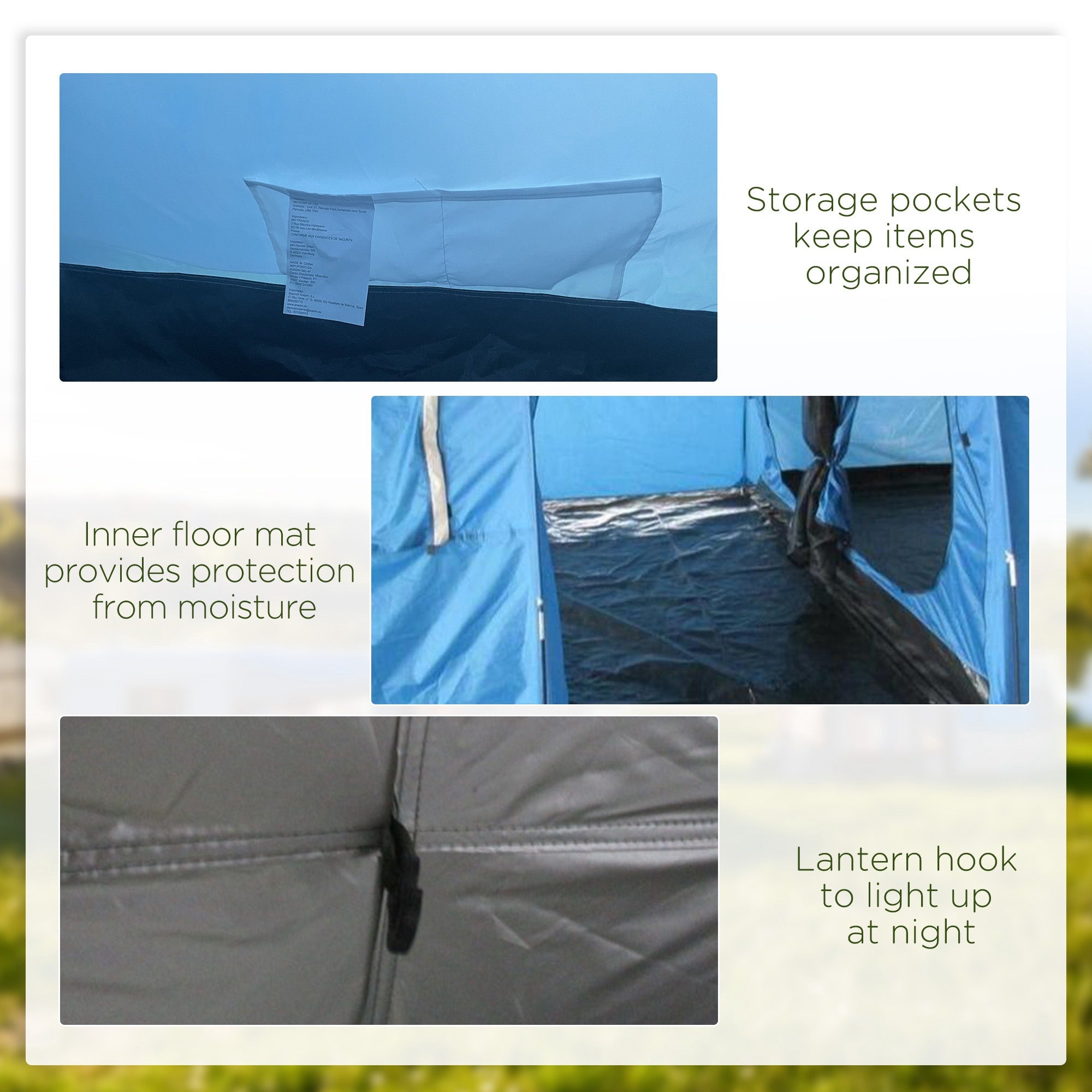 Outsunny 5-6 Man Tunnel Tent, Two Room Camping Tent with Floor, 2 Doors and Carry Bag, 2000mm Water Column for Fishing, Hiking, Sports, Festival - North Peak Garden Furniture