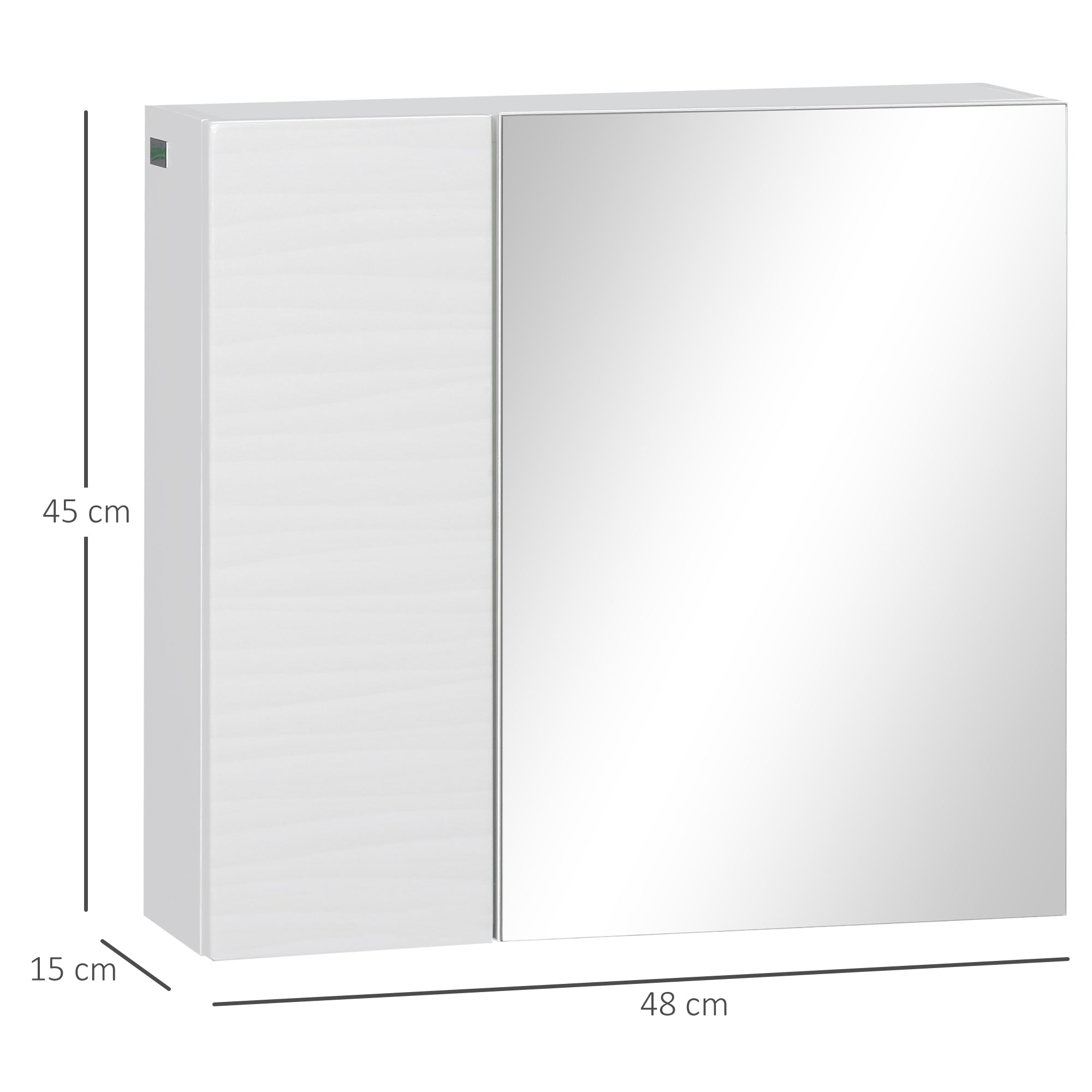 kleankin Bathroom Cabinet with Mirror, Double Door Wall Mounted Storage Cupboard Organizer with Adjustable Shelves, White - North Peak Garden Furniture