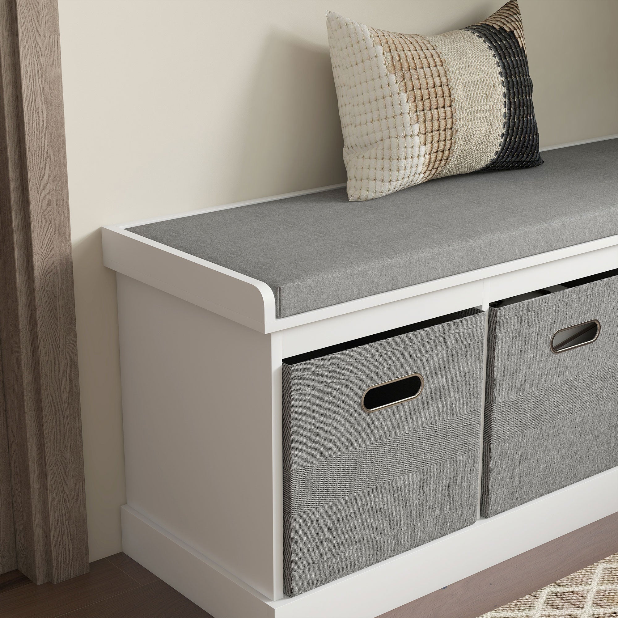 HOMCOM Three-Drawer Shoe Storage Bench, with Padded Top Seat - White - North Peak Garden Furniture