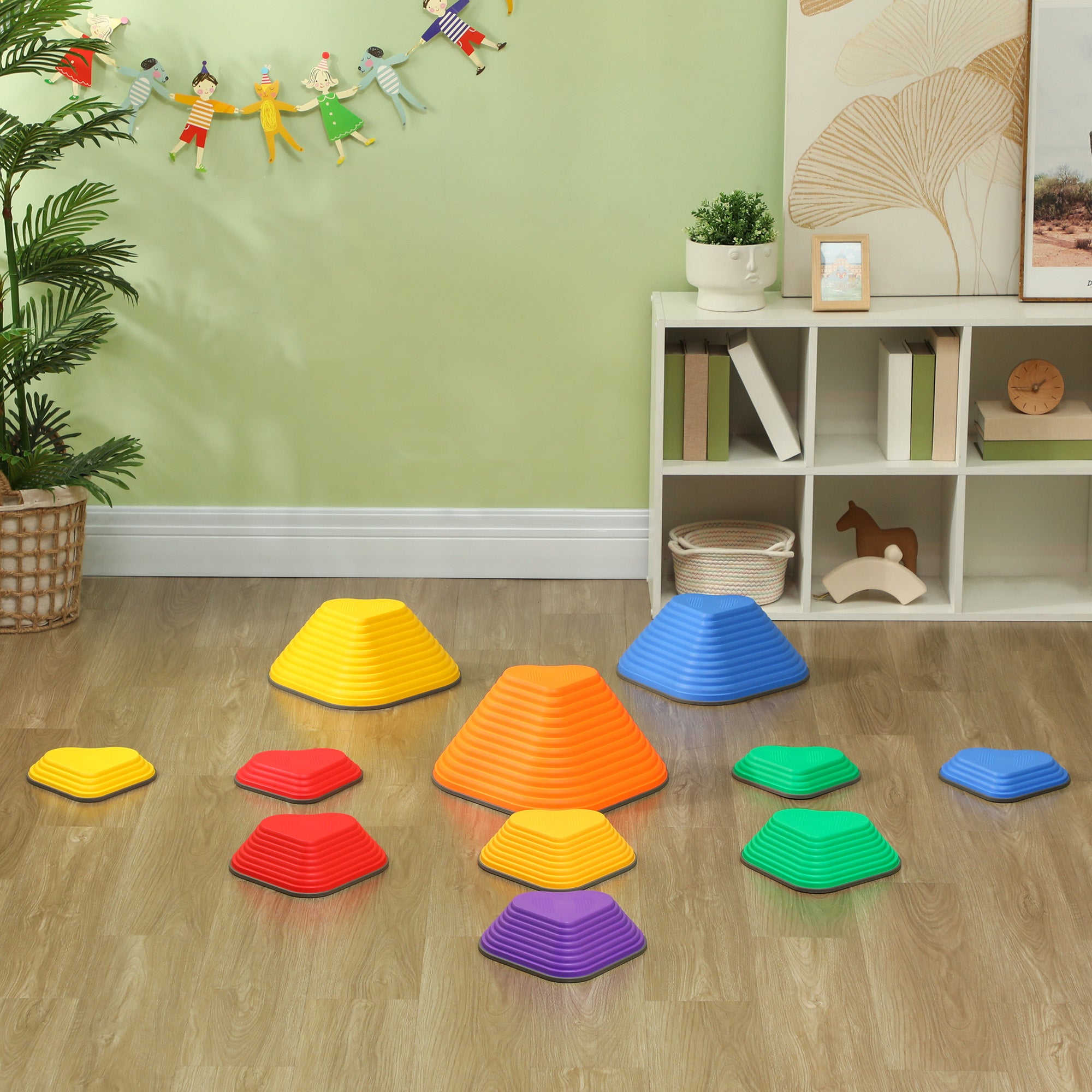 AIYAPLAY 11-Piece Heart-Shaped Kids Balance Stepping Stones and Motor Skills, Multicoloured - North Peak Garden Furniture