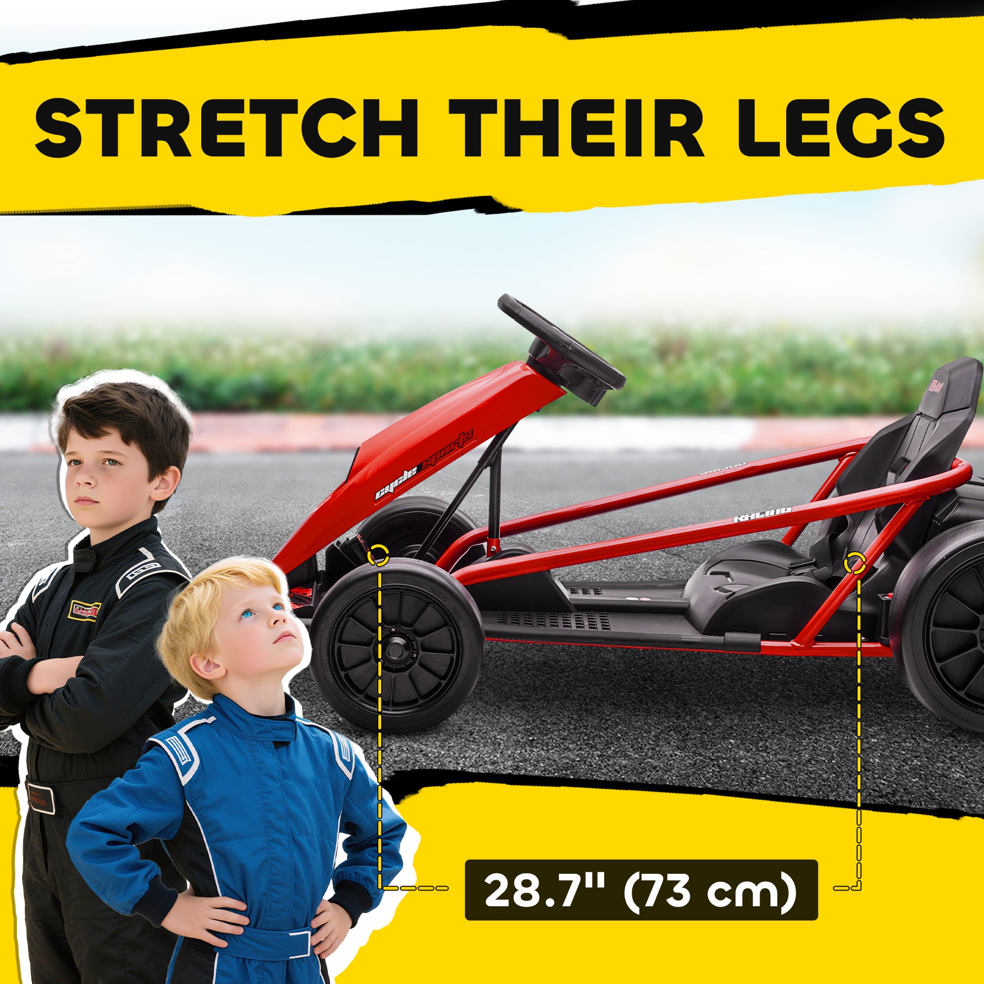 HOMCOM 24V Electric Go Kart for Kids, Drift Ride-On Racing Go Kart with 2 Speeds, for Boys Girls Aged 8-12 Years Old, Red - North Peak Garden Furniture