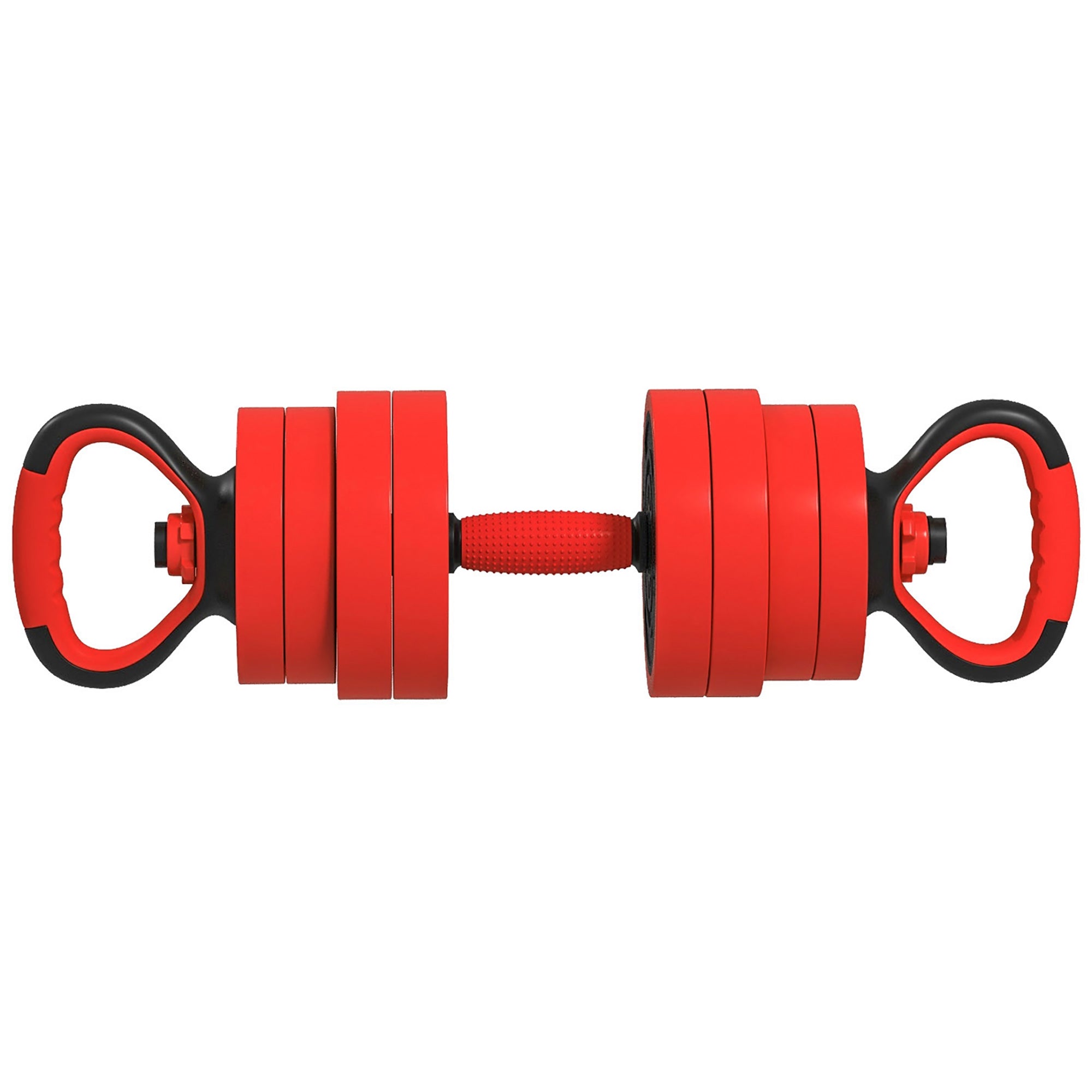 SPORTNOW 20kg Four-In-One Adjustable Weight Dumbbells Set, Barbell, Kettlebell, Push Up Stand - Red