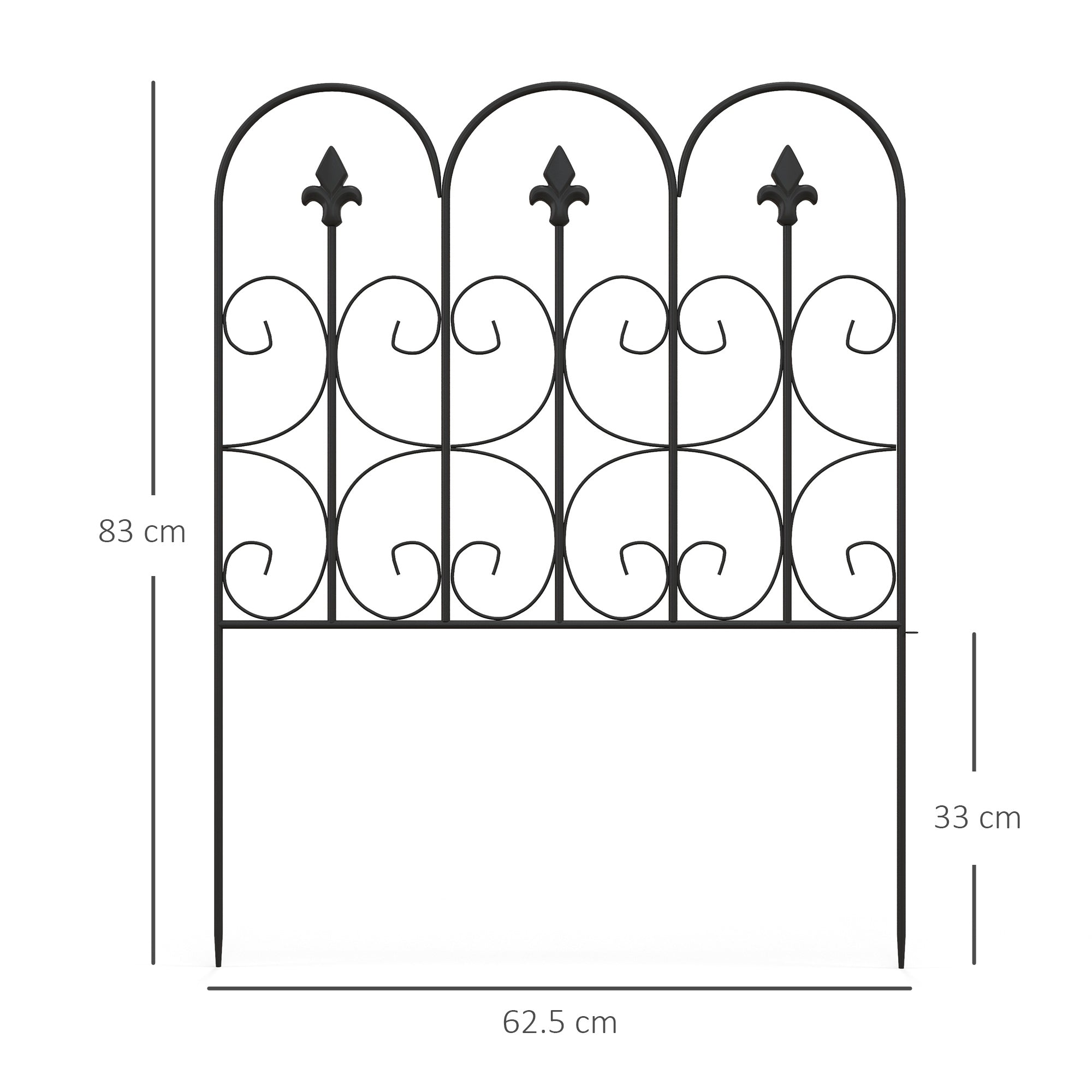 Outsunny Decorative Garden Fencing, 5PCs Outdoor Picket Fence Panels, Rustproof Metal Wire Landscape Flower Bed Border Edging Animal Barrier, Black - North Peak Garden Furniture