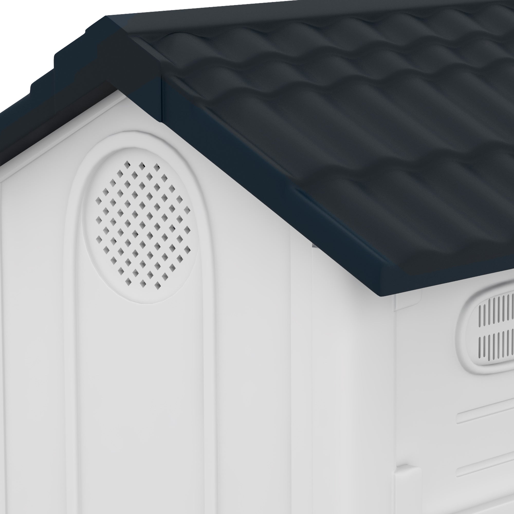 PawHut Plastic Dog Kennel with Windows, for Garden Patio, Miniature and Small Dogs, 80 x 69 x 76cm - Grey - North Peak Garden Furniture