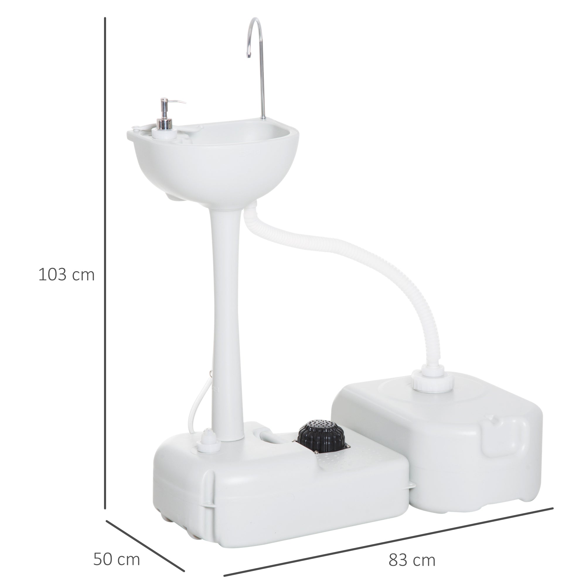 Outsunny Portable Camping Sink with Running Water and Wastewater Tank, Hand Wash Basin with Rolling Wheels, Foot Pump, Soap Dispenser for Outdoor Events, Gatherings, Picnic - North Peak Garden Furniture