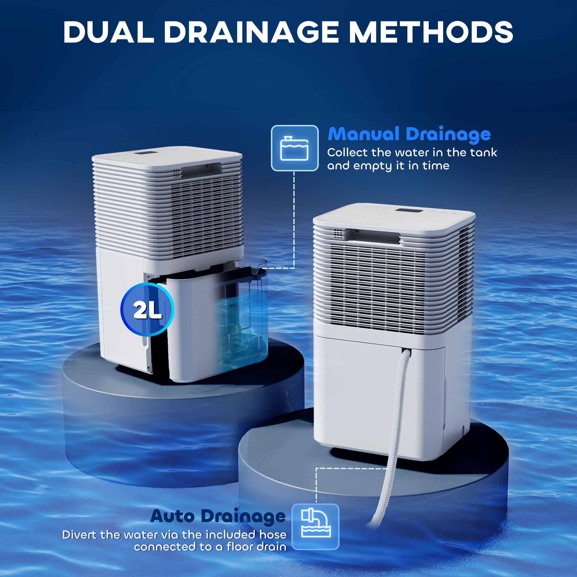 HOMCOM 12L/Day 2000ML Portable Quiet Dehumidifier for Home Laundry Room Bedroom Basement, Electric Moisture Air De-Humidifier with 3 Modes - North Peak Garden Furniture