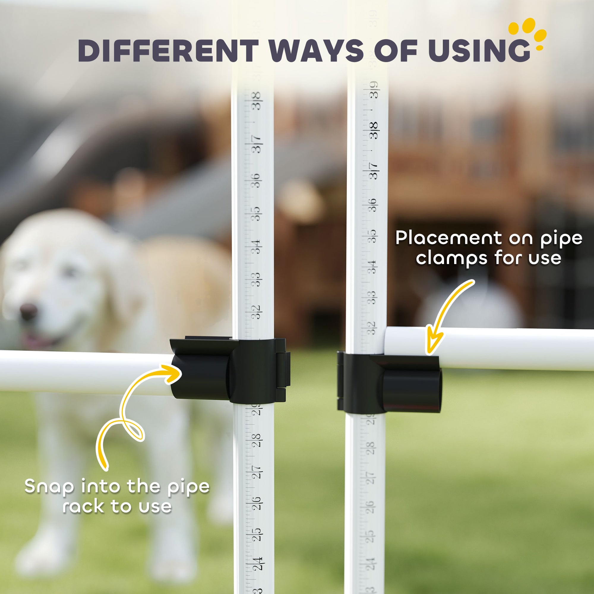 PawHut Dog Agility Equipment Training Height Adjustable Jumps Hurdle 4 Pieces with Carrying Bag for Outdoor