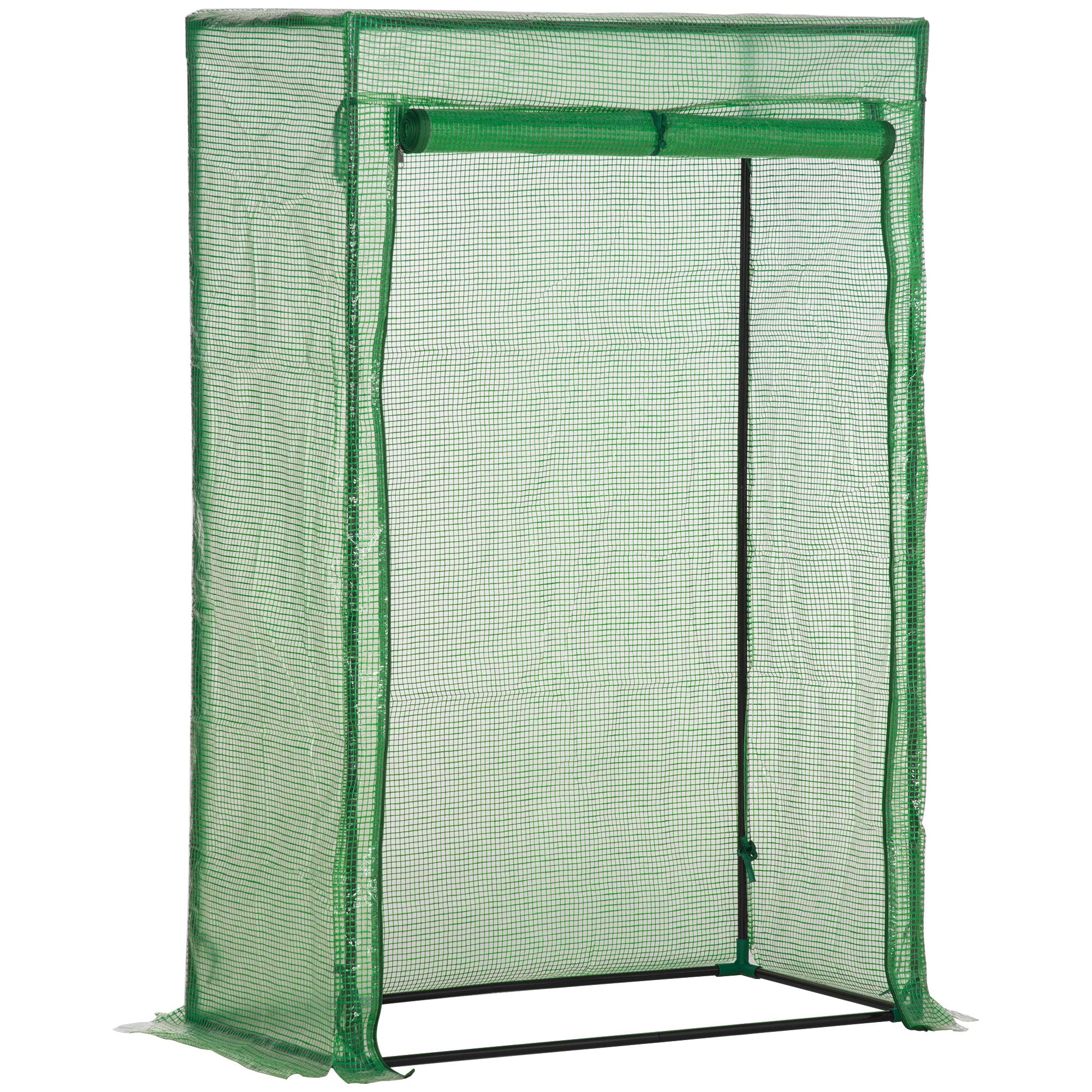 Outsunny 100 x 50 x 150cm Tomato Greenhouse Steel Frame PE Cover with Roll-up Door Outdoor for Backyard, Balcony, Garden, Green - North Peak Garden Furniture