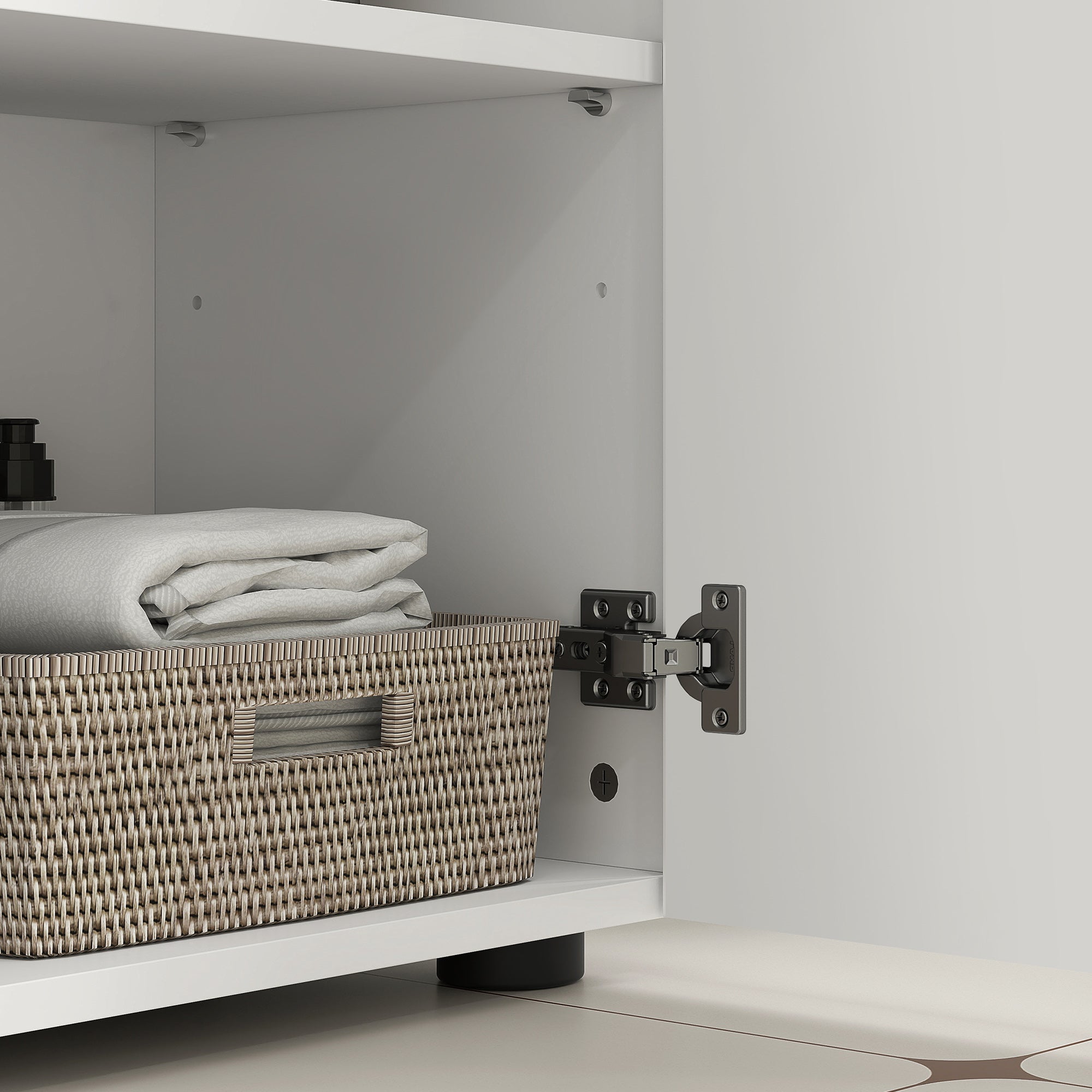 kleankin Under Sink Cabinet with Shelf - White - North Peak Garden Furniture