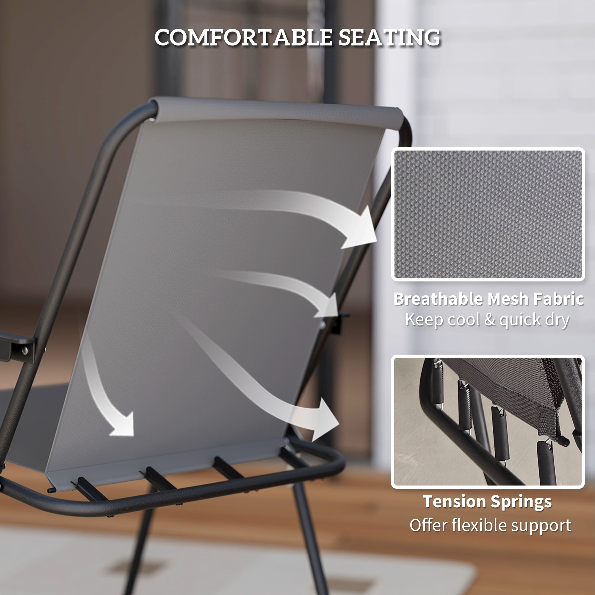 Outsunny 4 Seater Garden Furniture Set, 6 Pieces Garden Table and Chairs with Parasol, Outdoor Garden Dining Set with Folding Chairs and Round Glass Top Table for Patio, Grey - North Peak Garden Furniture