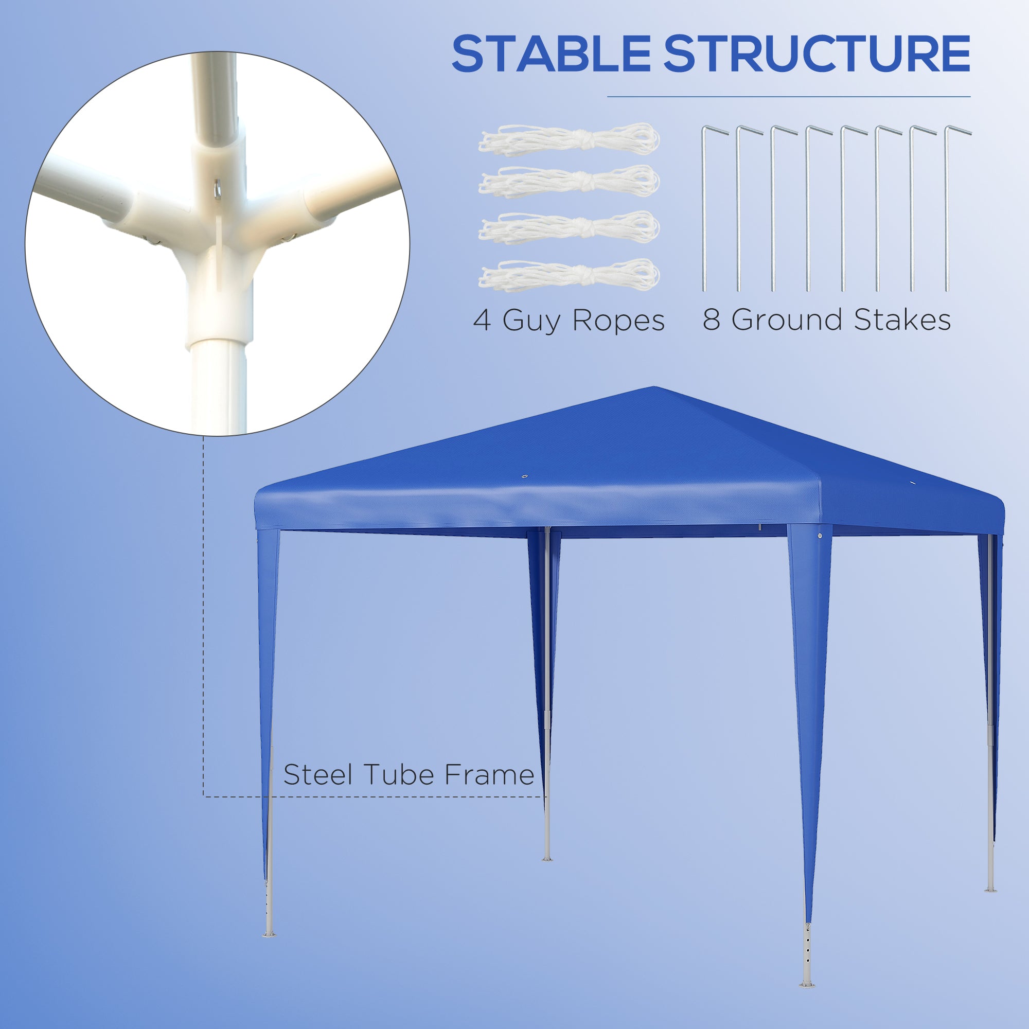 Outsunny 2.7m x 2.7m Garden Gazebo Marquee Party Tent Wedding Canopy Outdoor(Blue) - North Peak Garden Furniture