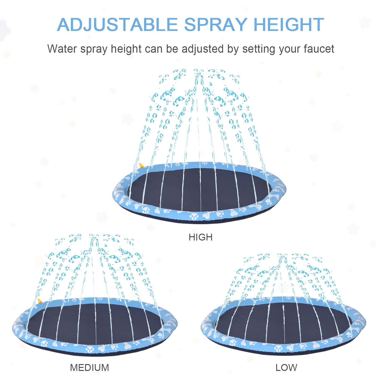 PawHut 170cm Splash Pad Sprinkler for Pets Dog Bath Pool Water Game Mat Toy Non-slip Outdoor Backyard Blue