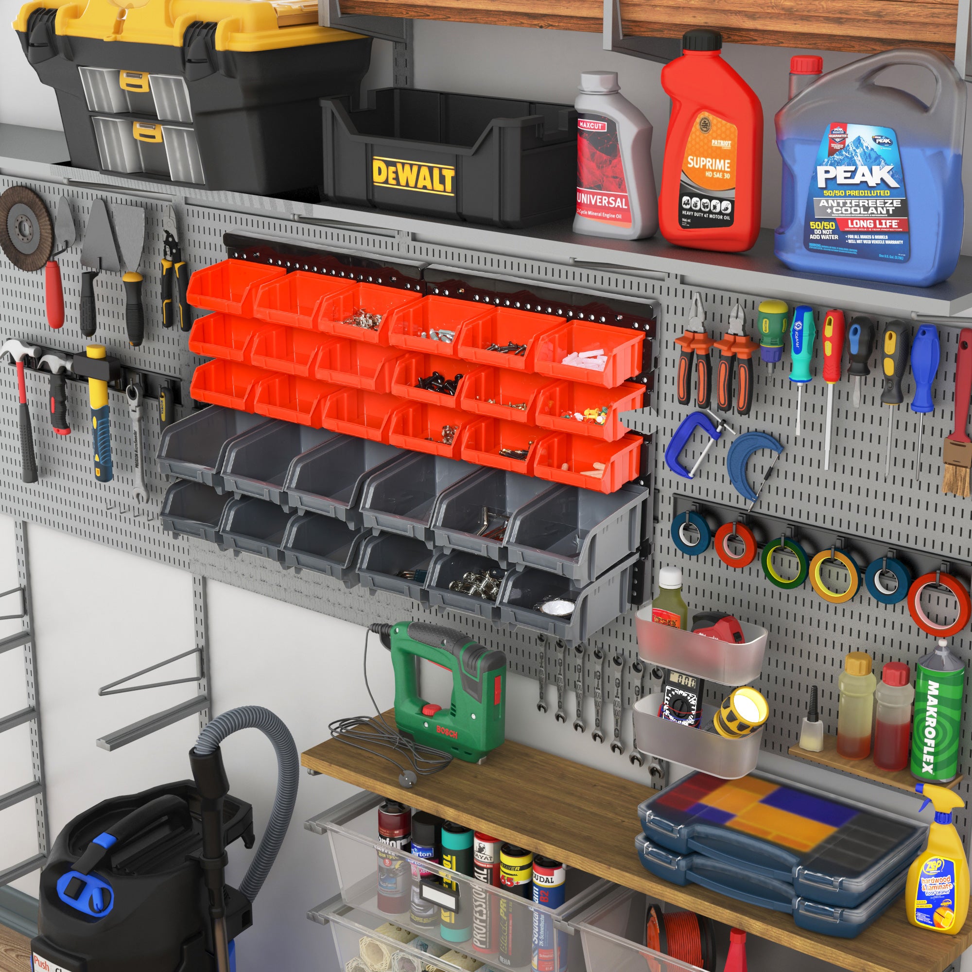DURHAND 30 Cubbie On-Wall Storage Board Tool Screw Organiser Garage Workshop DIY Container w/ Screw Kit Tool Equipment Tidy - North Peak Garden Furniture