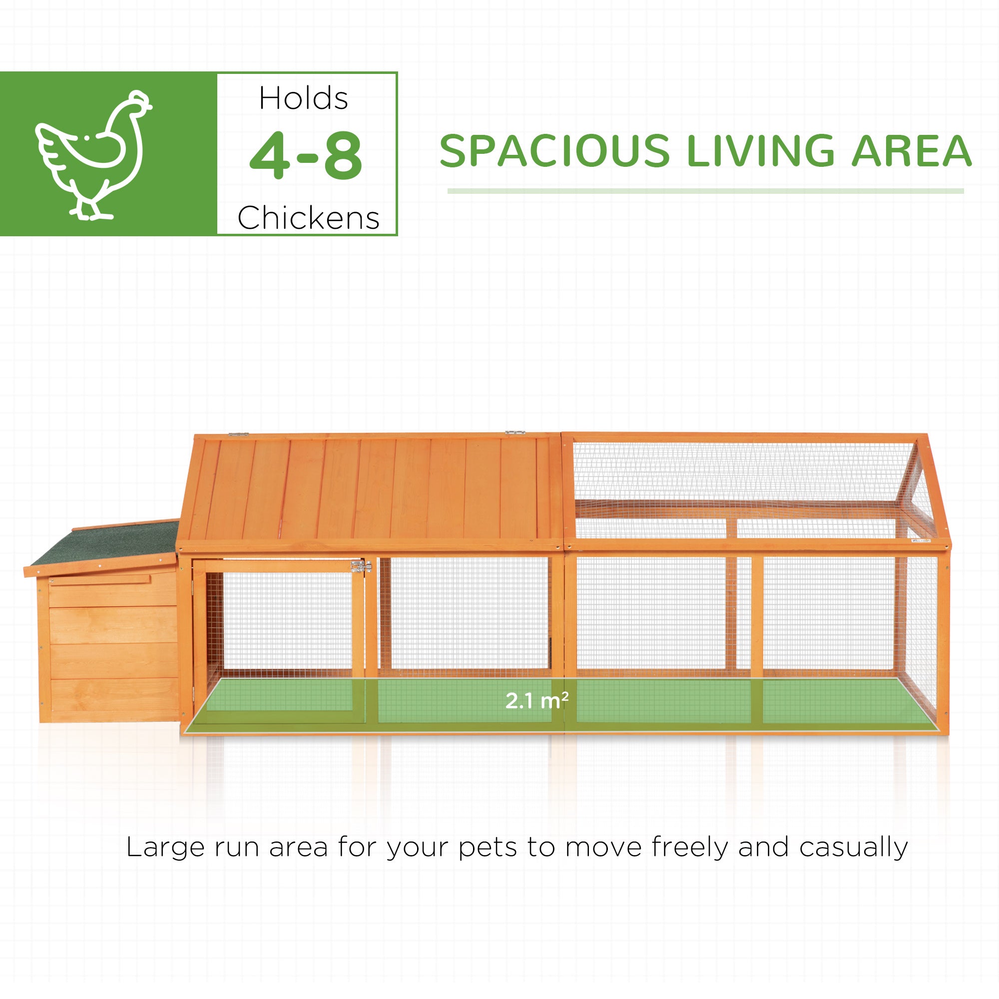 PawHut Wooden Chicken Coop with Nesting Box, Openable Roof, for 4-8 Chickens - North Peak Garden Furniture