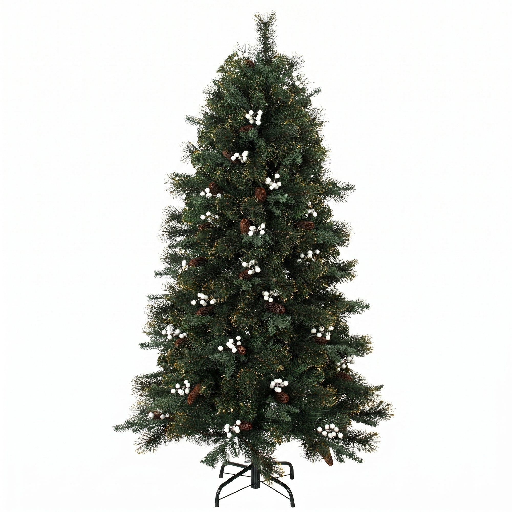 HOMCOM 5ft Artificial Christmas Tree, Fir Hinged Xmas Tree with 490 Branch Tips, Foldable Metal Stand, Easy Assembly, Green