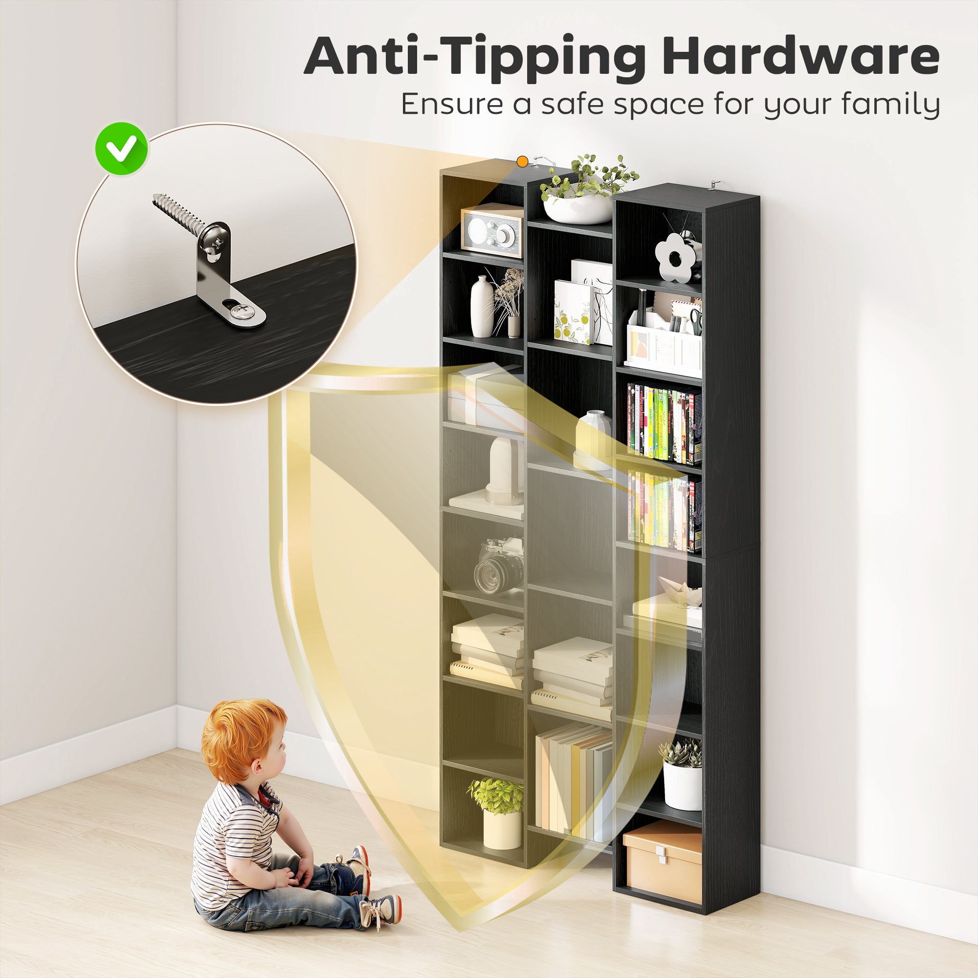 HOMCOM 21-Compartment Bookshelf - Black