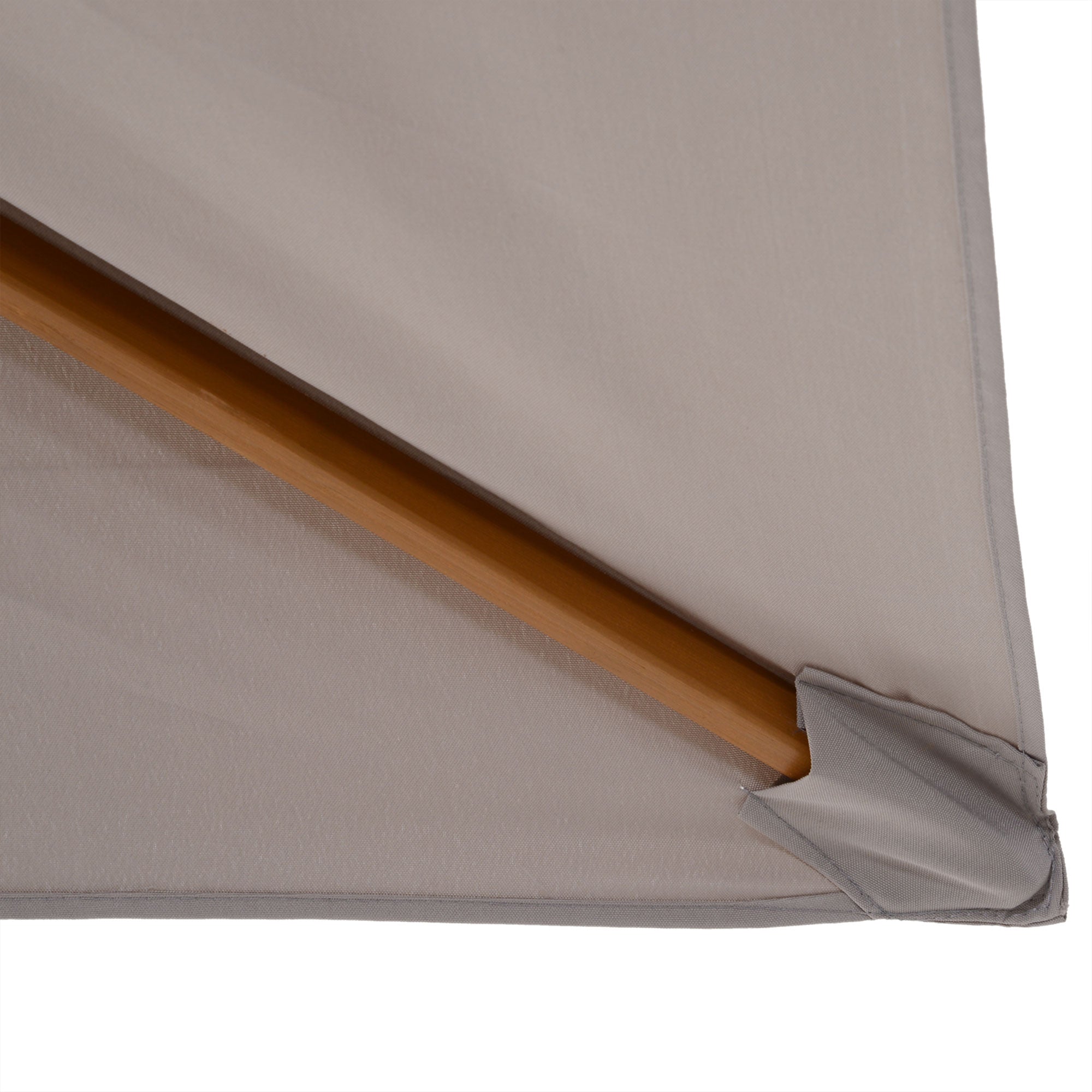 Outsunny 2 x 3m Wooden Garden Parasol Umbrella Outdoor Sun Shade Canopy, Light Grey - North Peak Garden Furniture