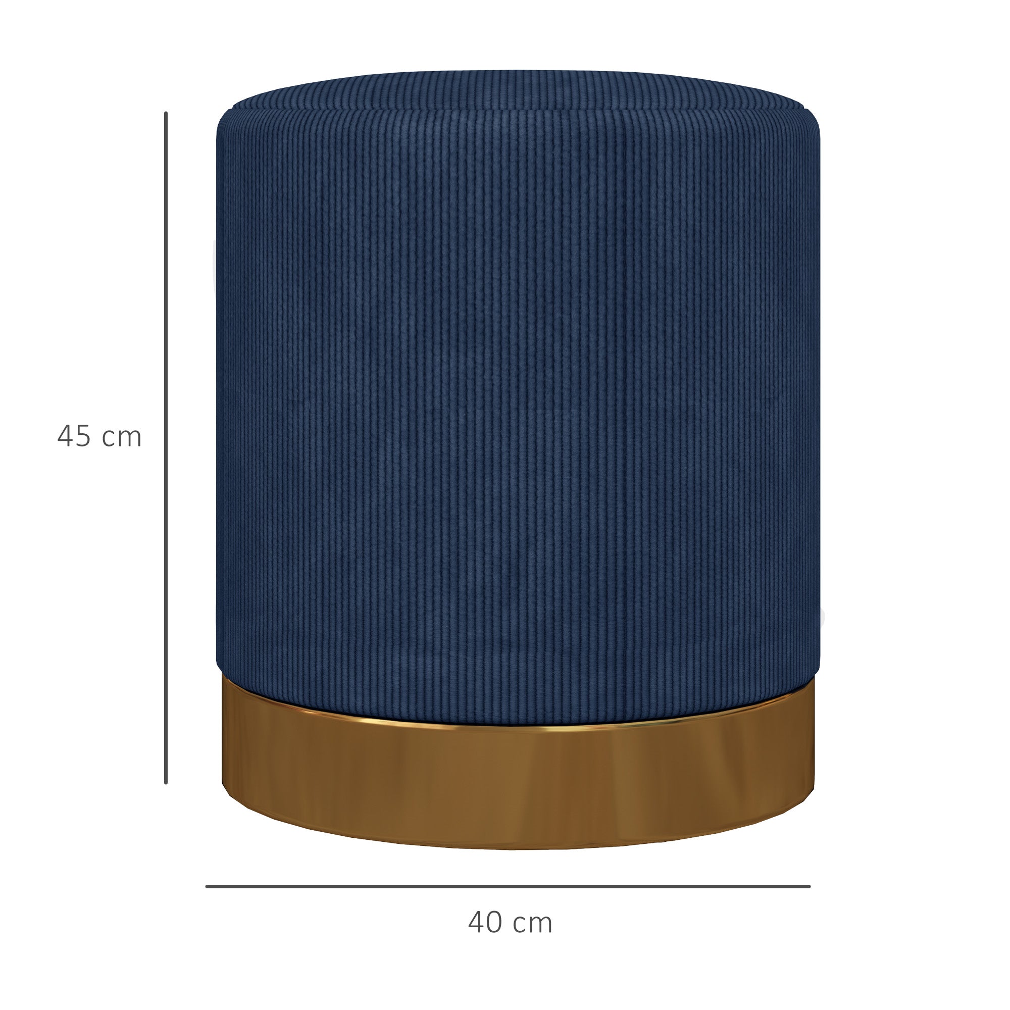 HOMCOM Soft Padded Corduroy Footstool - Dark Blue - North Peak Garden Furniture