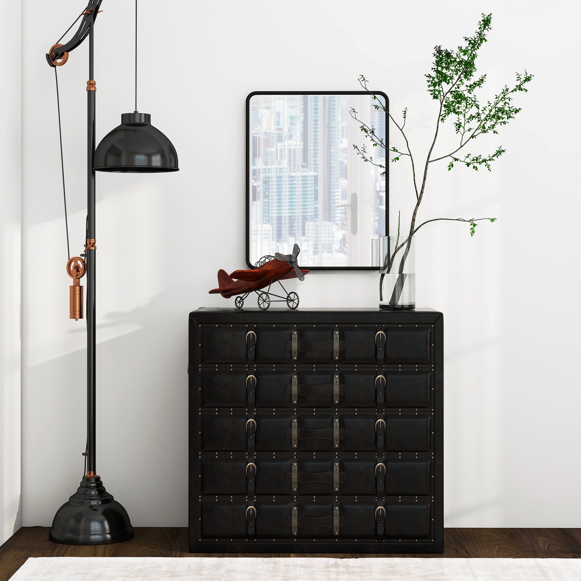 HOMCOM Rectangular Wall Mirror with HD Glass - Black