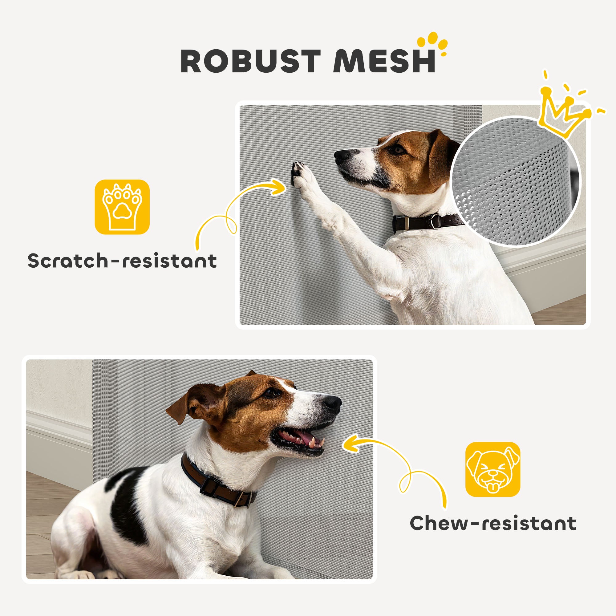 PawHut Retractable Safety Gate, Dog Pet Barrier, Folding Protector, for Home, Doorway, Stairs, 82.5H x 115Lcm - Grey