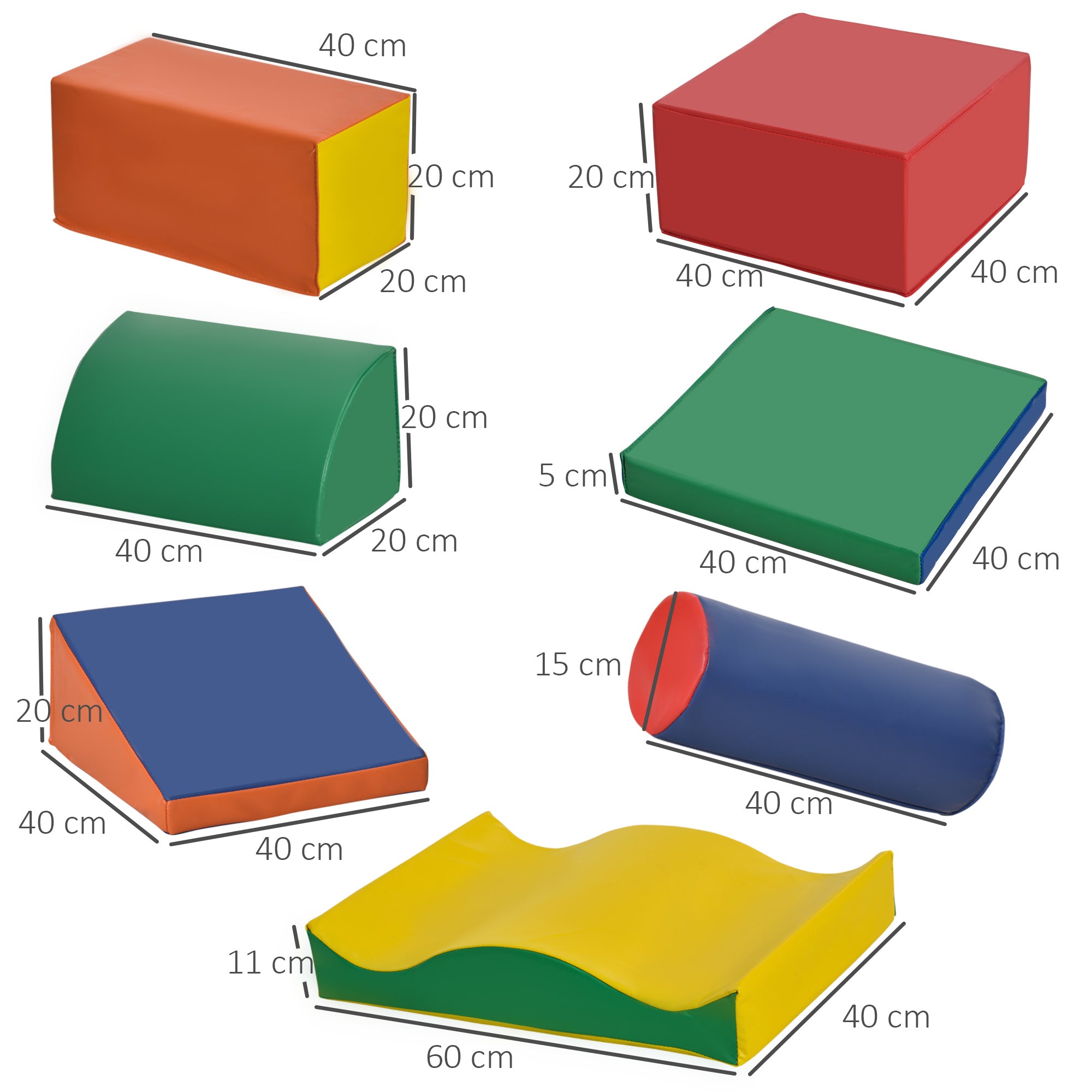 HOMCOM Soft Play Set, 7 Piece Soft Foam Blocks, Toddler Climb and Crawl Activity Play Set for 1-3 Years, Soft Play Equipment for Building and Stacking, Educational Play, Red - North Peak Garden Furniture