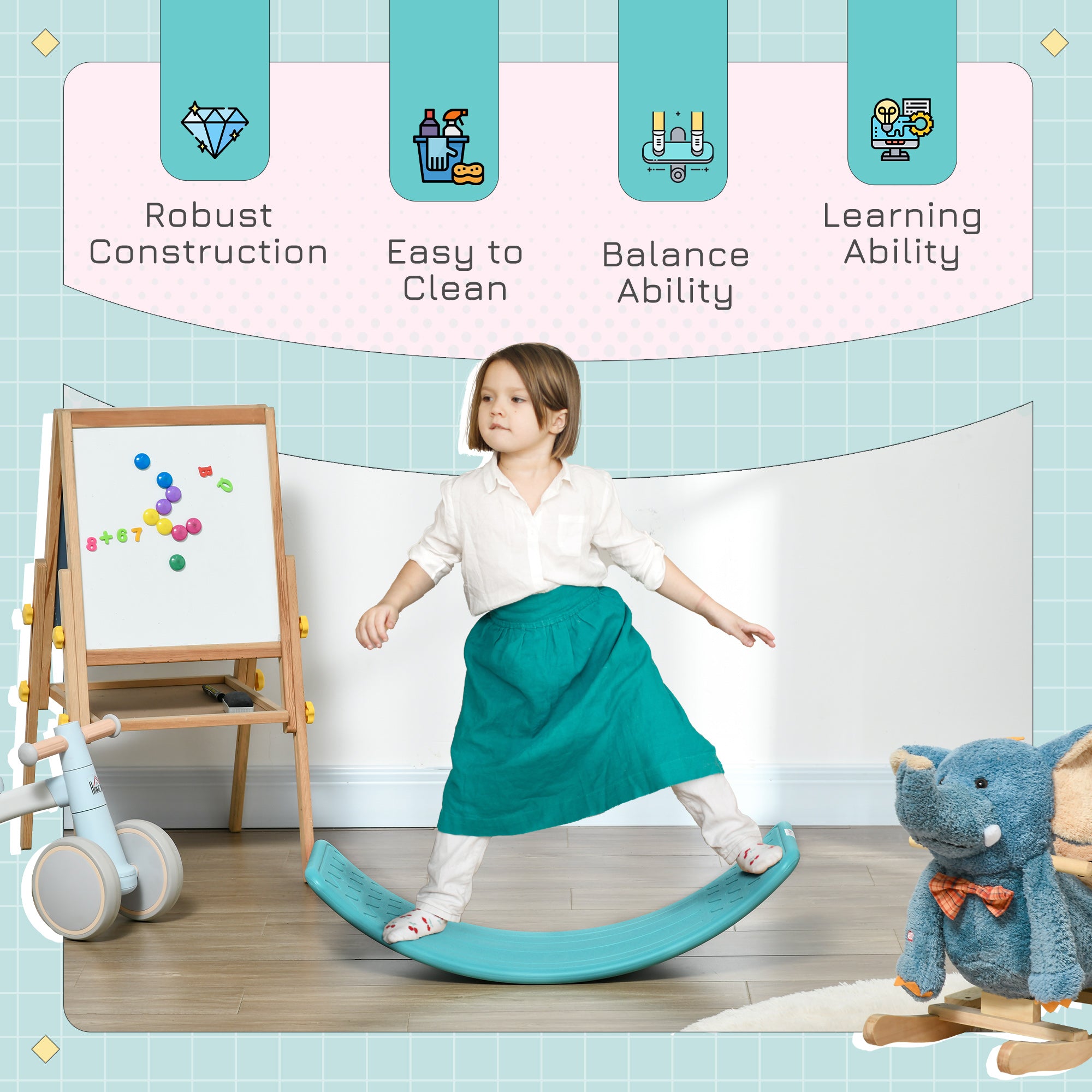 ZONEKIZ Balance Board, Kids Wobble board, for Ages 3-6 Years - Blue - North Peak Garden Furniture