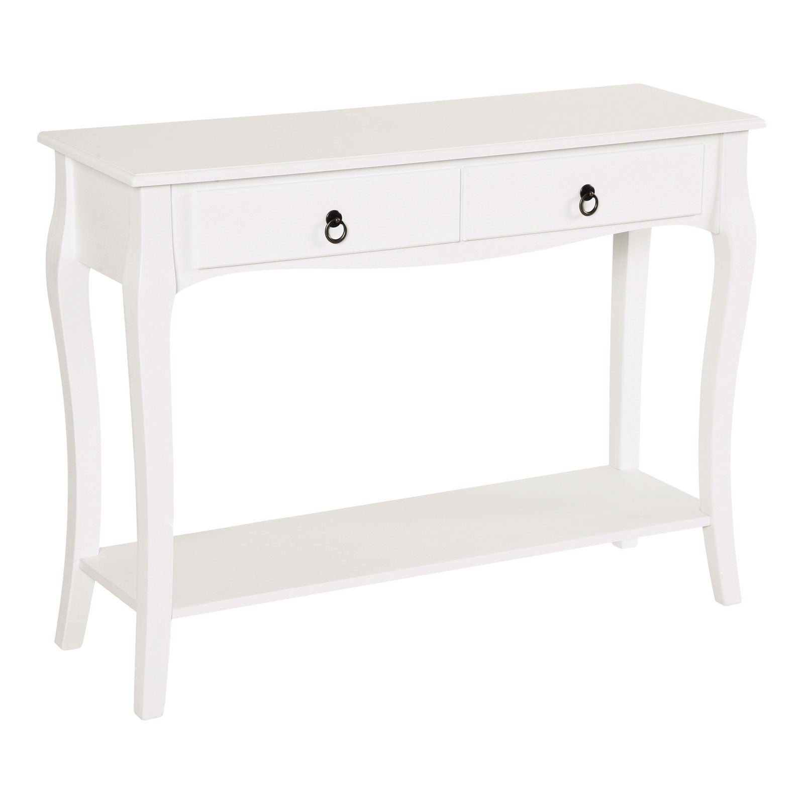 HOMCOM Console Table Modern Sofa Side Desk with Storage Shelves Drawers for Living Room Entryway Bedroom Ivory White - North Peak Garden Furniture