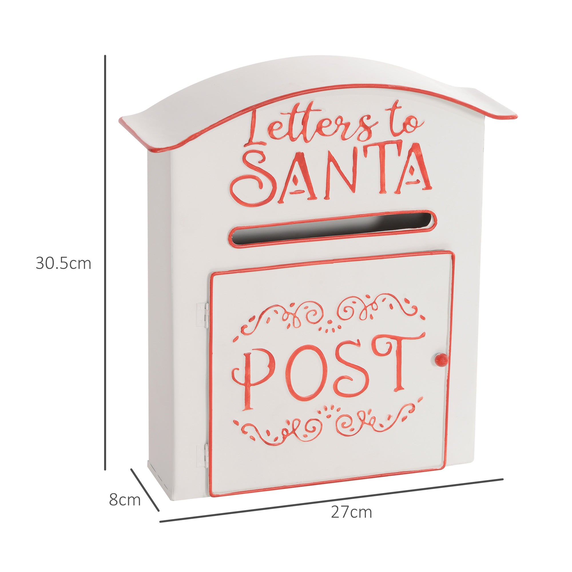 HOMCOM A5 Christmas Letter Postbox - White/Red - North Peak Garden Furniture