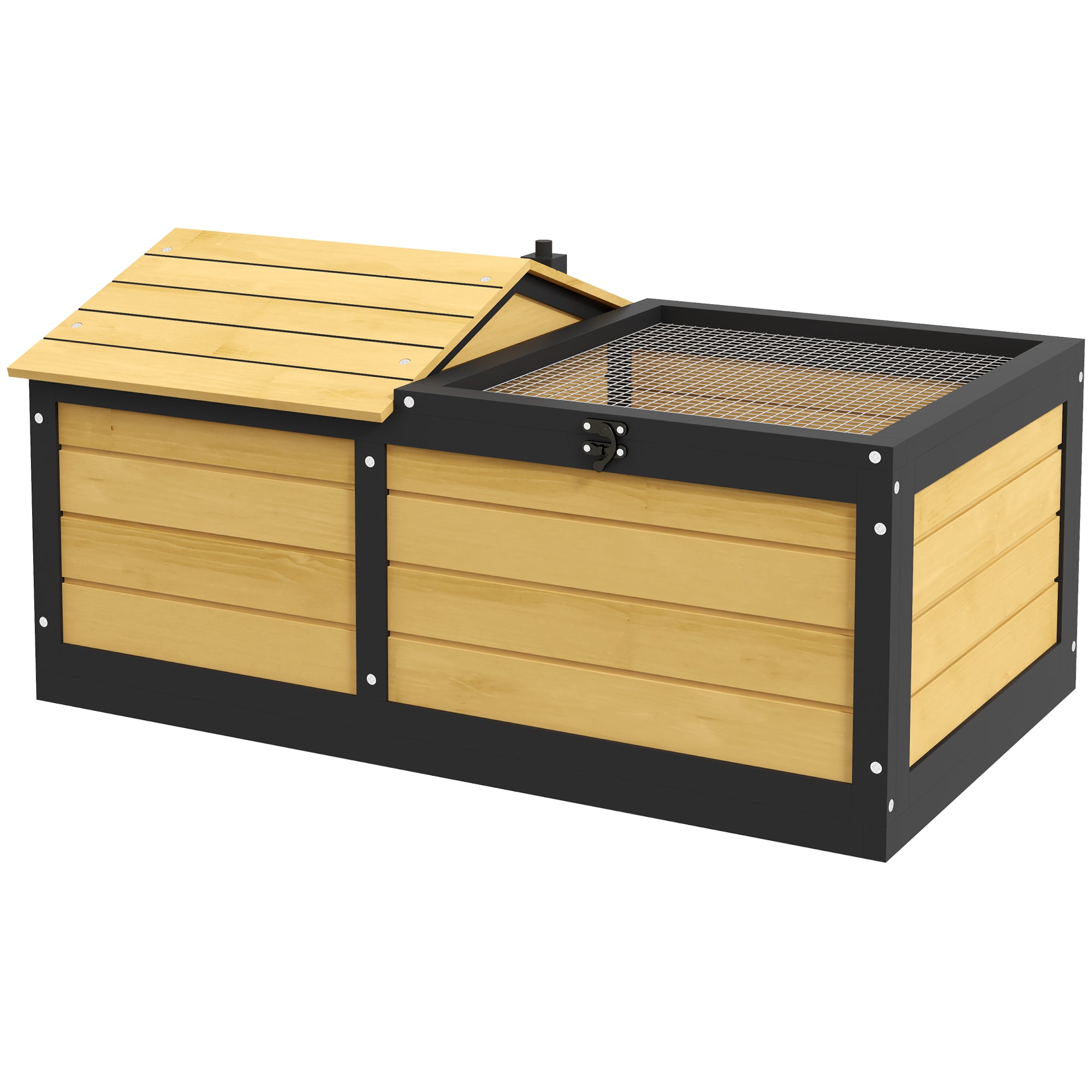 PawHut Wooden Tortoise House, Small Pet Reptile Shelter, with Hide Den and Run - Yellow - North Peak Garden Furniture