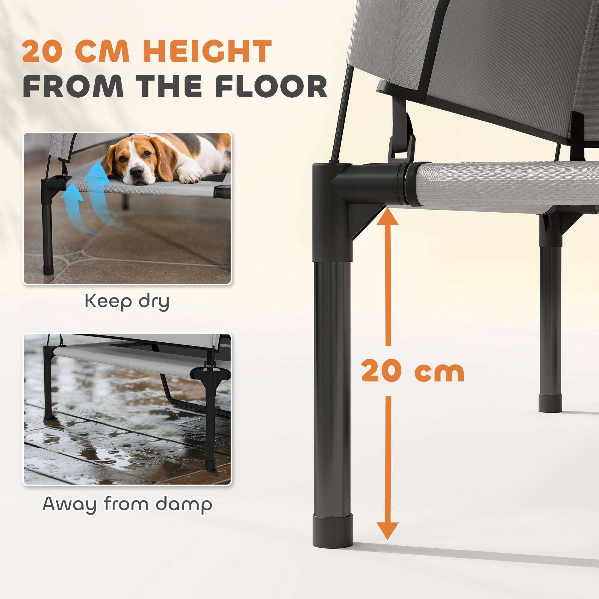PawHut Portable Elevated Dog Bed with Removable Canopy, Cooling Raised Pet Cot for Medium Large Dogs, 92 x 75 x 89 cm - North Peak Garden Furniture