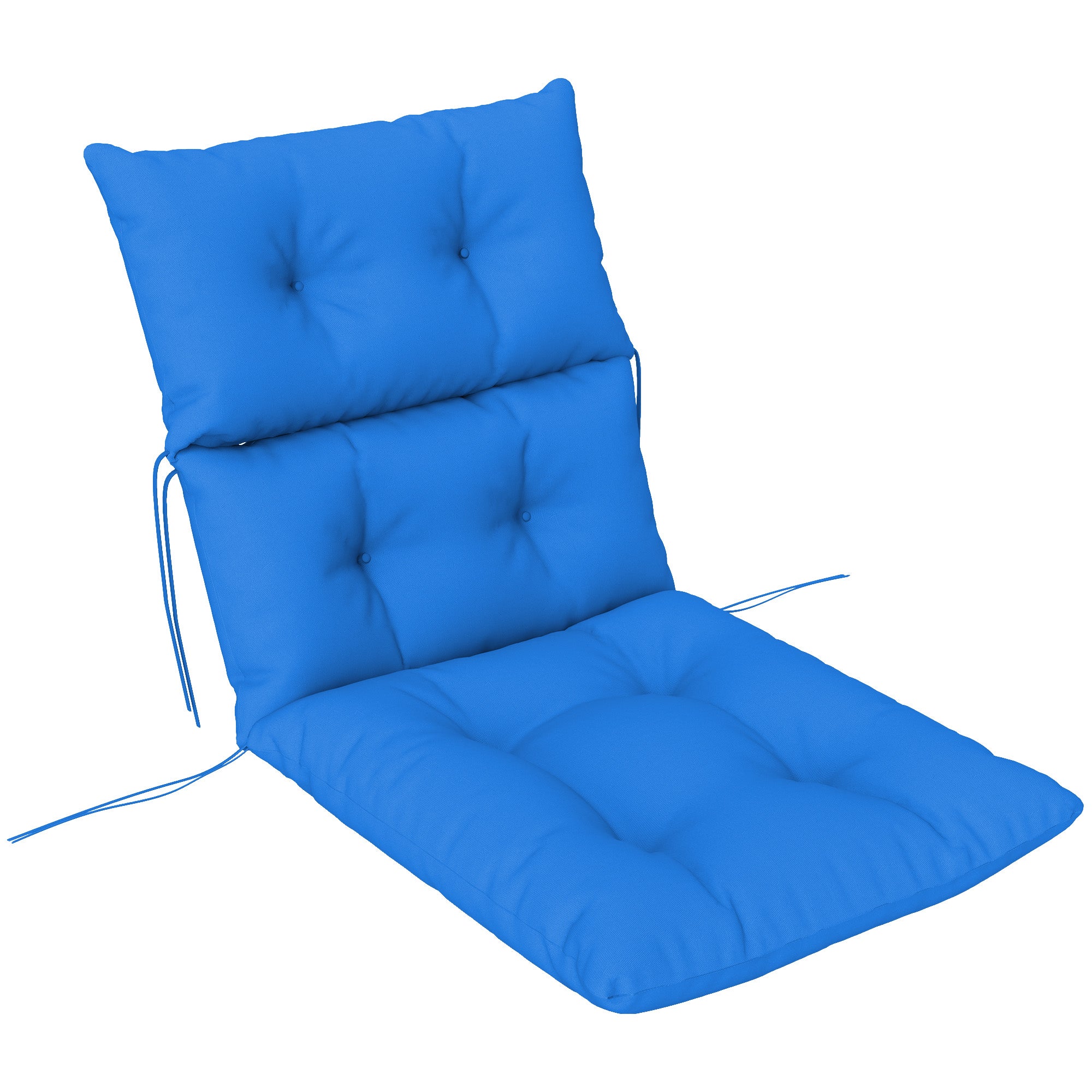 Outsunny Tufted Adirondack Chair Cushion, Thick Garden Seat Cushion Pad with Backrest, Rocking Chair Cushion with Ties for Outdoor and Indoor Use, Blue - North Peak Garden Furniture