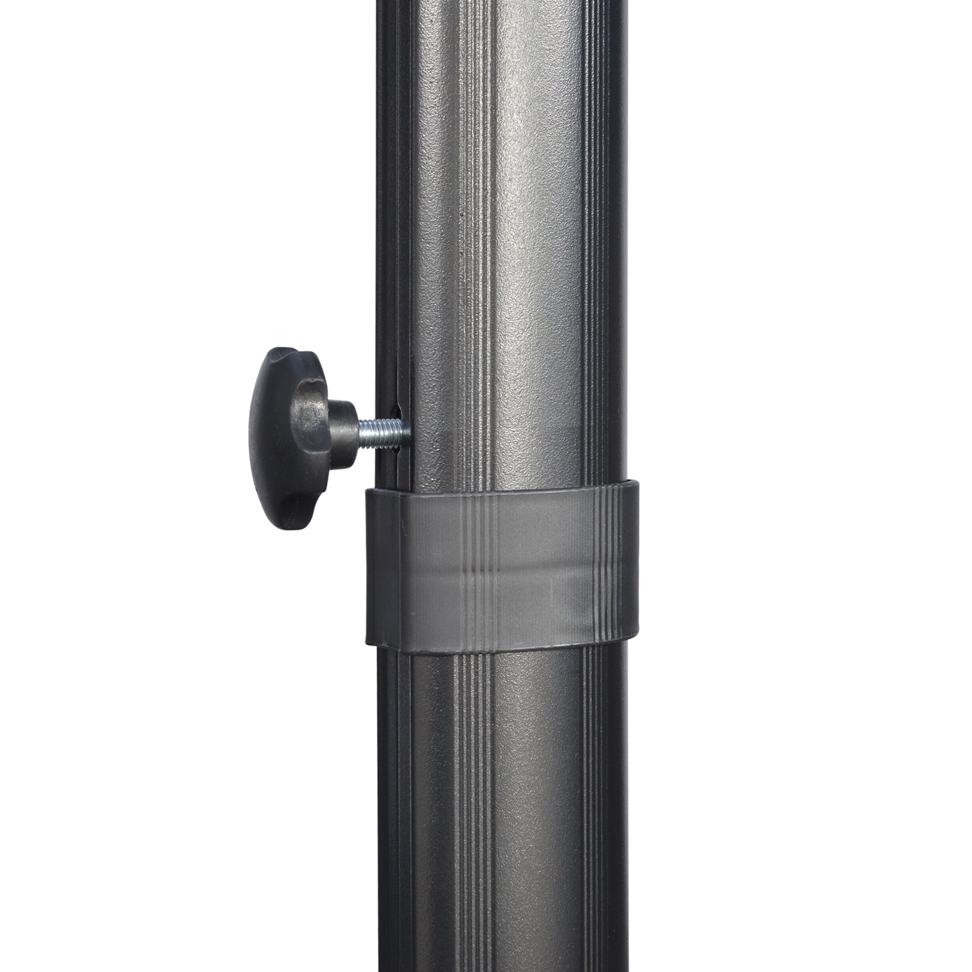 Outsunny 2.7 x 2.7 m Cantilever Parasol, Square Overhanging Umbrella with Cross Base, Crank Handle, Tilt, 360° Rotation and Aluminium Frame, Grey - North Peak Garden Furniture