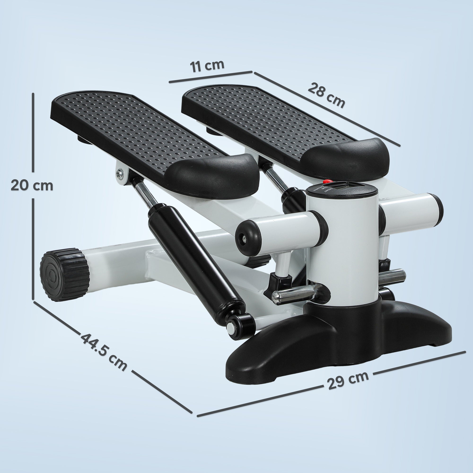 SPORTNOW Mini Stepper, Compact Step Machine Exerciser for Home Workout with LCD Monitor and Non-Slip Pedals, White - North Peak Garden Furniture