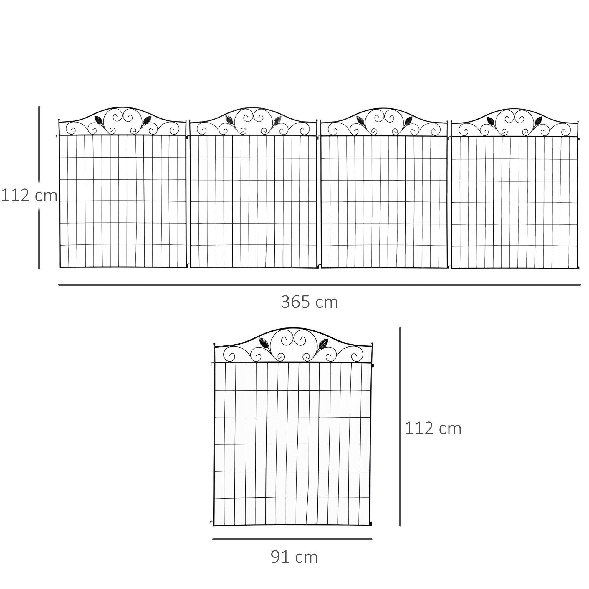 Outsunny Garden Decorative Fence 4 Panels 44in x 12ft Metal Wire Landscape Border Edging