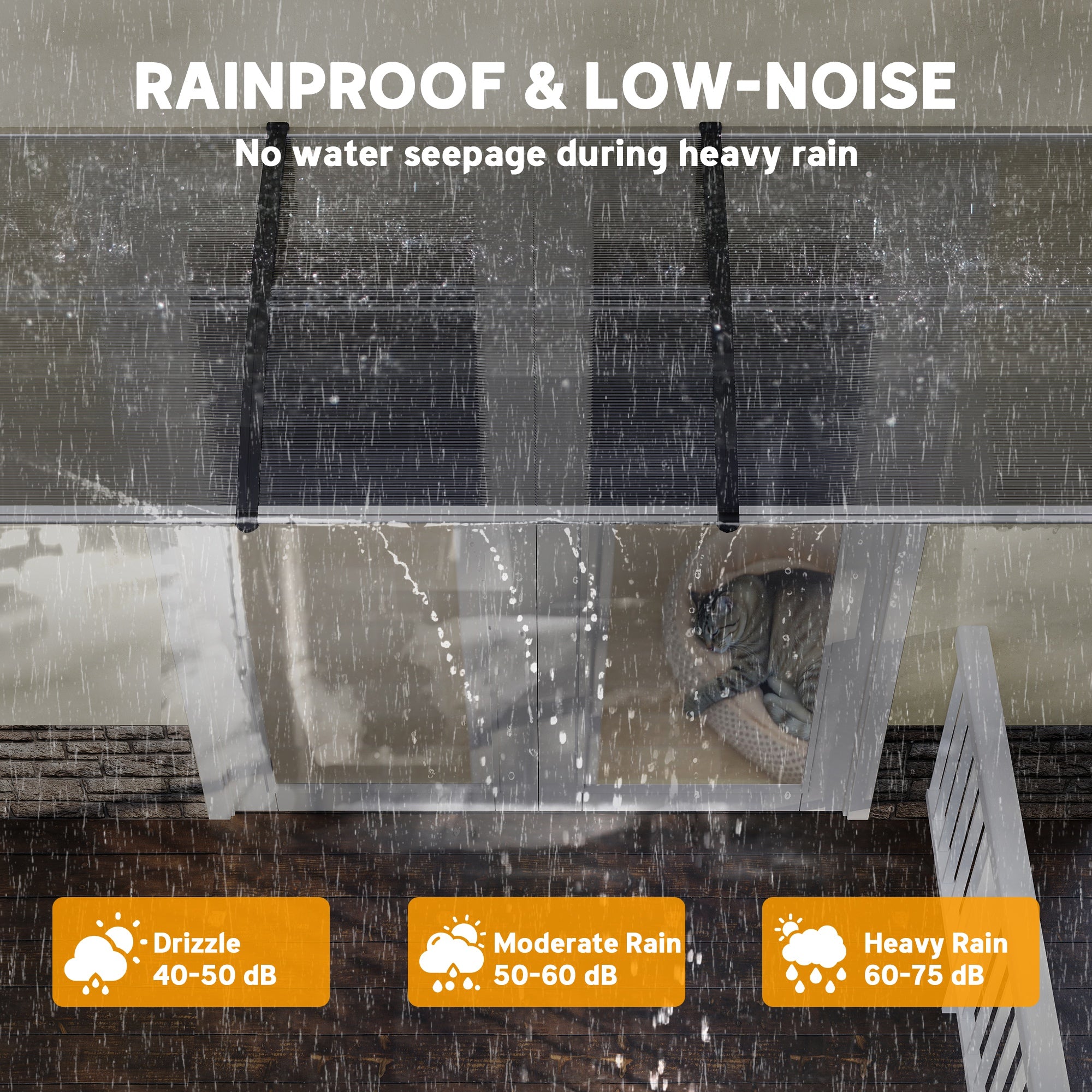 Outsunny Front Door Canopy, Outdoor Awning, Rain Shelter, 303 x 96cm , Clear