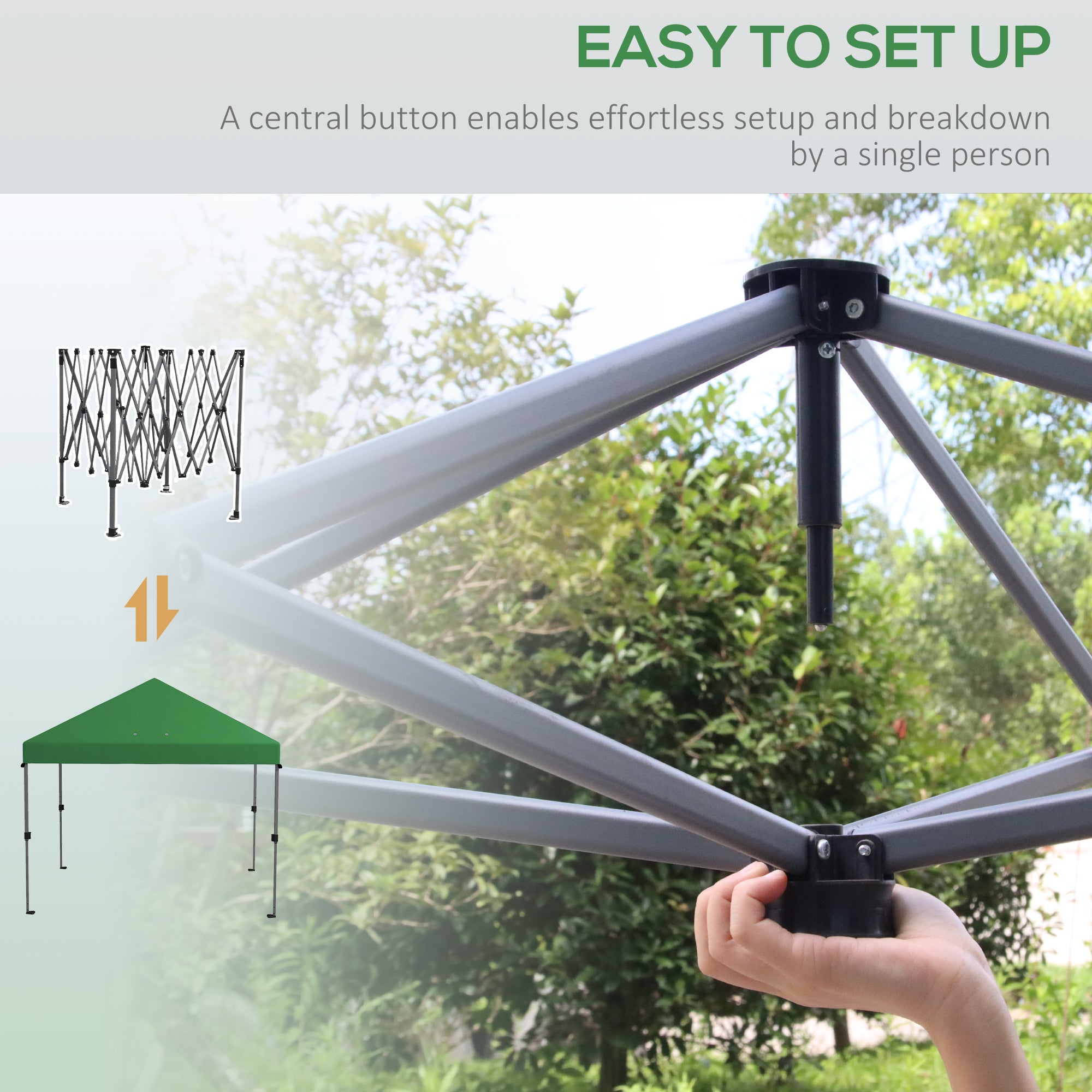 Outsunny 3 x 3m Pop-Up Gazebo, with Accessories - Green - North Peak Garden Furniture