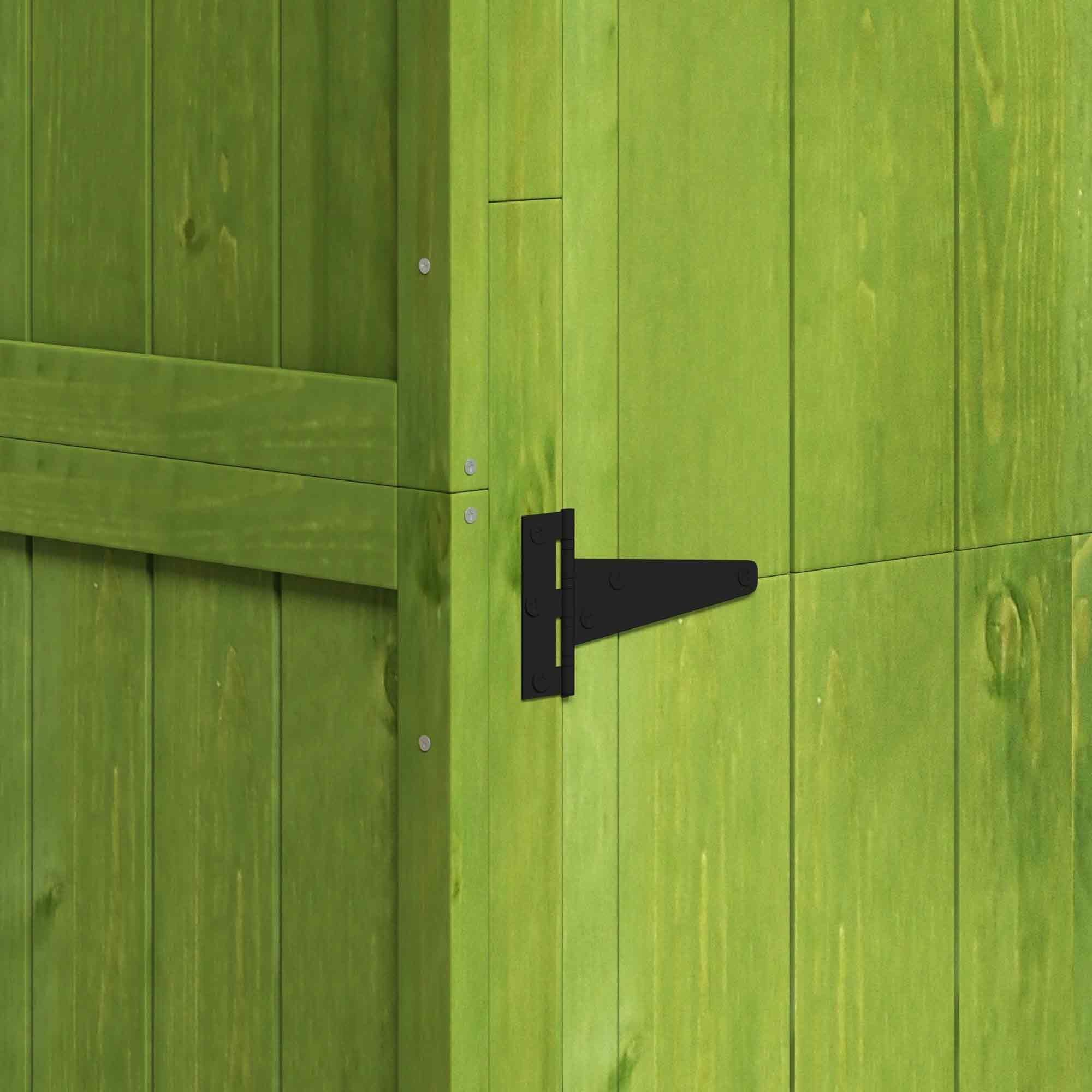 Outsunny Wooden Garden Shed, Utility Outdoor Small Shed with Lockable Double Doors, Shelves and Roof Hatch, Dark Green - North Peak Garden Furniture