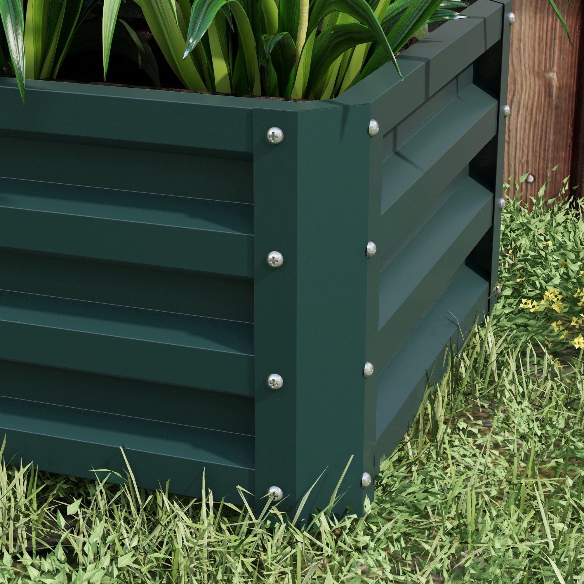 Outsunny Steel Raised Beds for Garden, Outdoor Planter Box, Set of 2, for Flowers, Herbs and Vegetables, Green - North Peak Garden Furniture