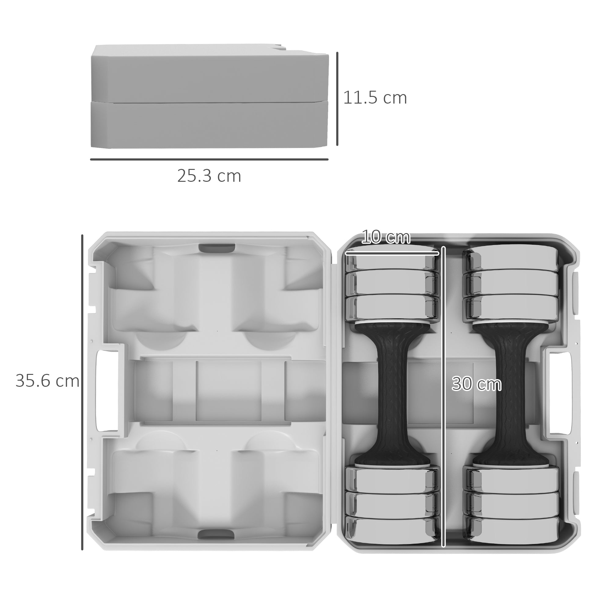 SPORTNOW Adjustable Dumbbells Weights Set with Storage Box, 10kg x 2 - North Peak Garden Furniture