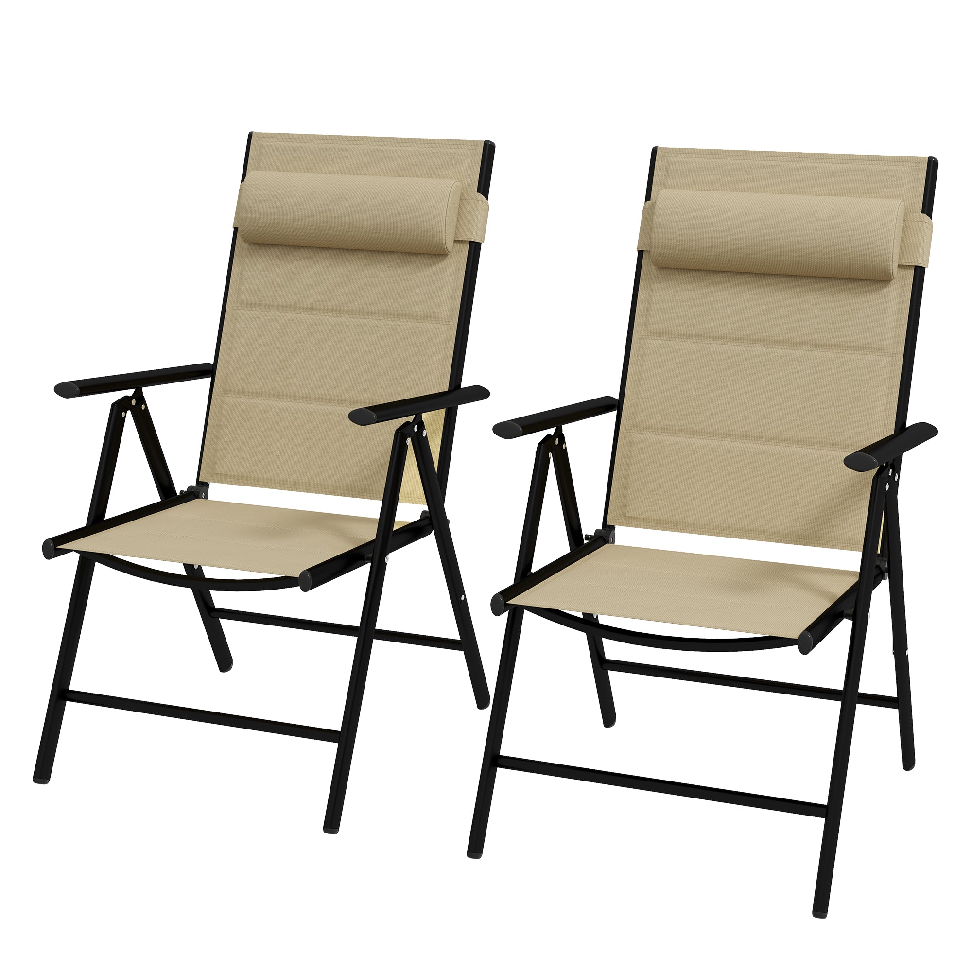 Outsunny Set of Two Padded Garden Chairs - Khaki