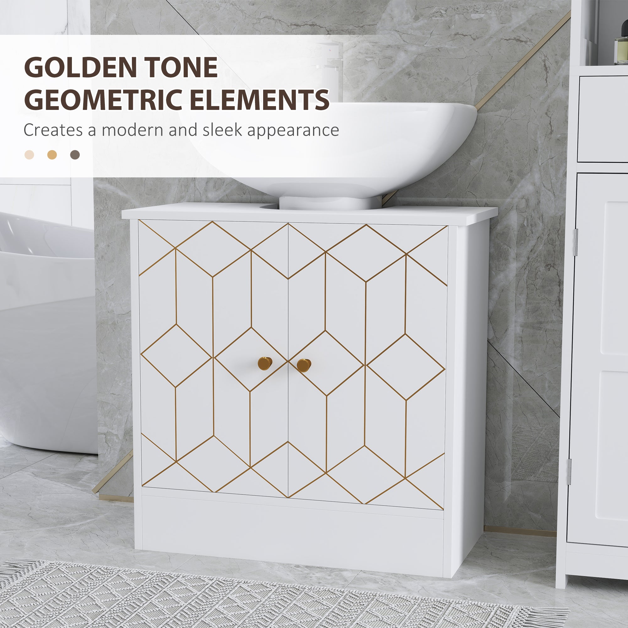 HOMCOM Under Sink Bathroom Cabinet, Under Sink Cabinet with Adjustable Shelf and Open Compartment for Basin with or without Pedestal, 60 x 30 x 60cm, White - North Peak Garden Furniture