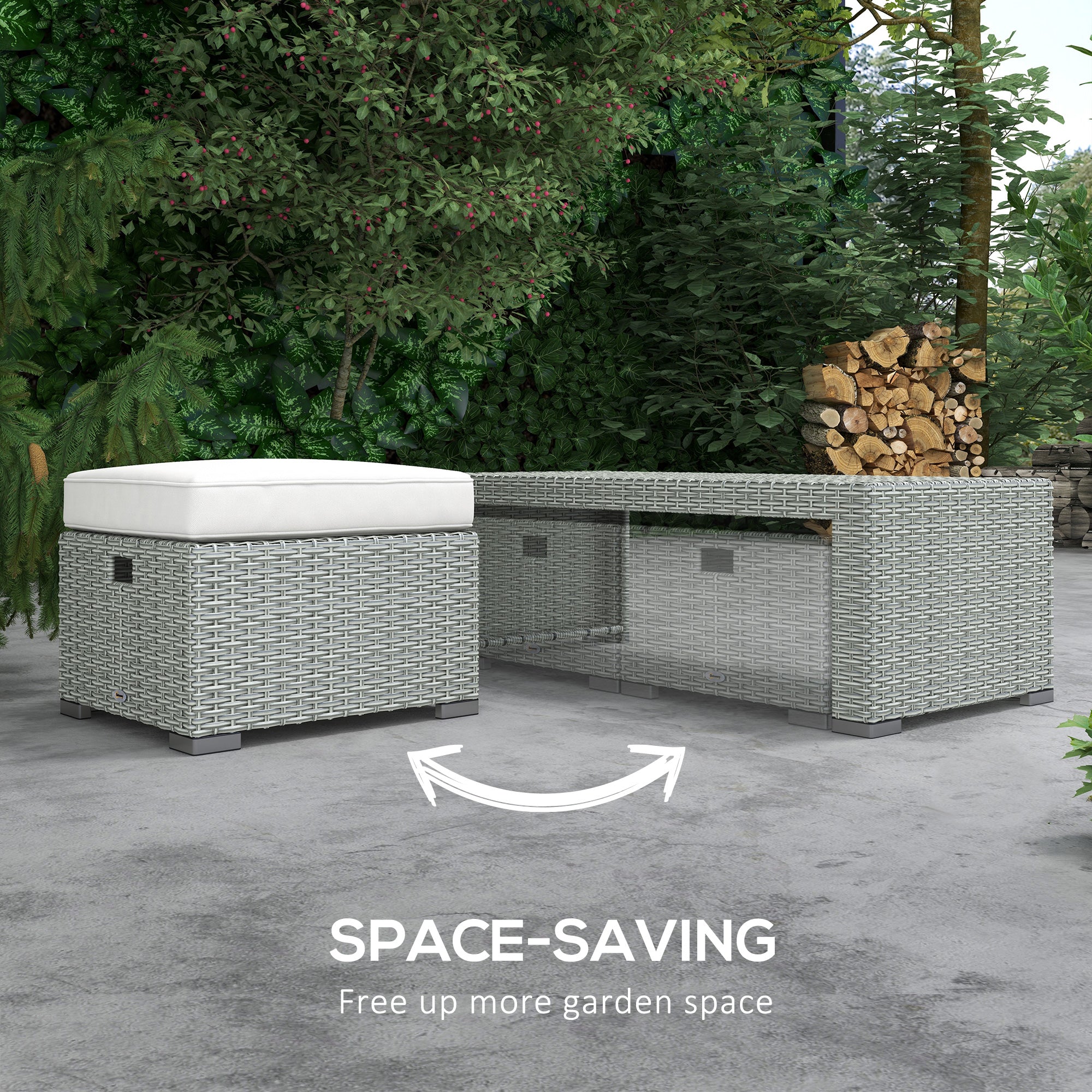 Outsunny Six-piece Outdoor Rattan Dining Set, with Reclining Armchairs - Grey - North Peak Garden Furniture