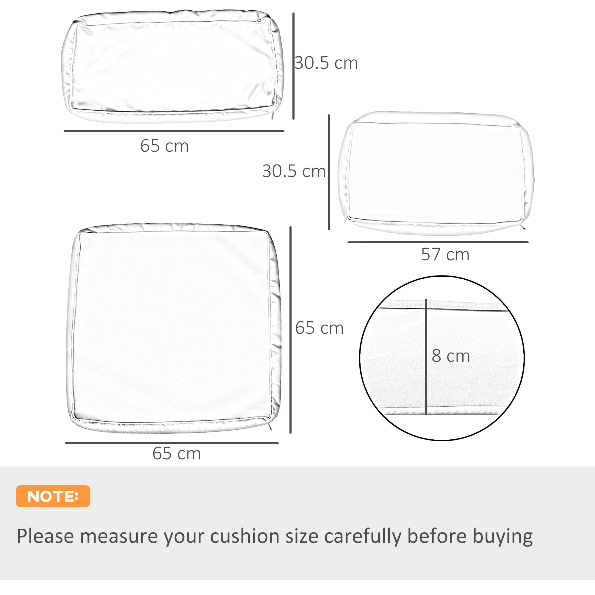 Outsunny Garden Rattan Sofa Cushion Polyester Cover Replacement Outdoor- No Cushion Included, Dark Grey - North Peak Garden Furniture