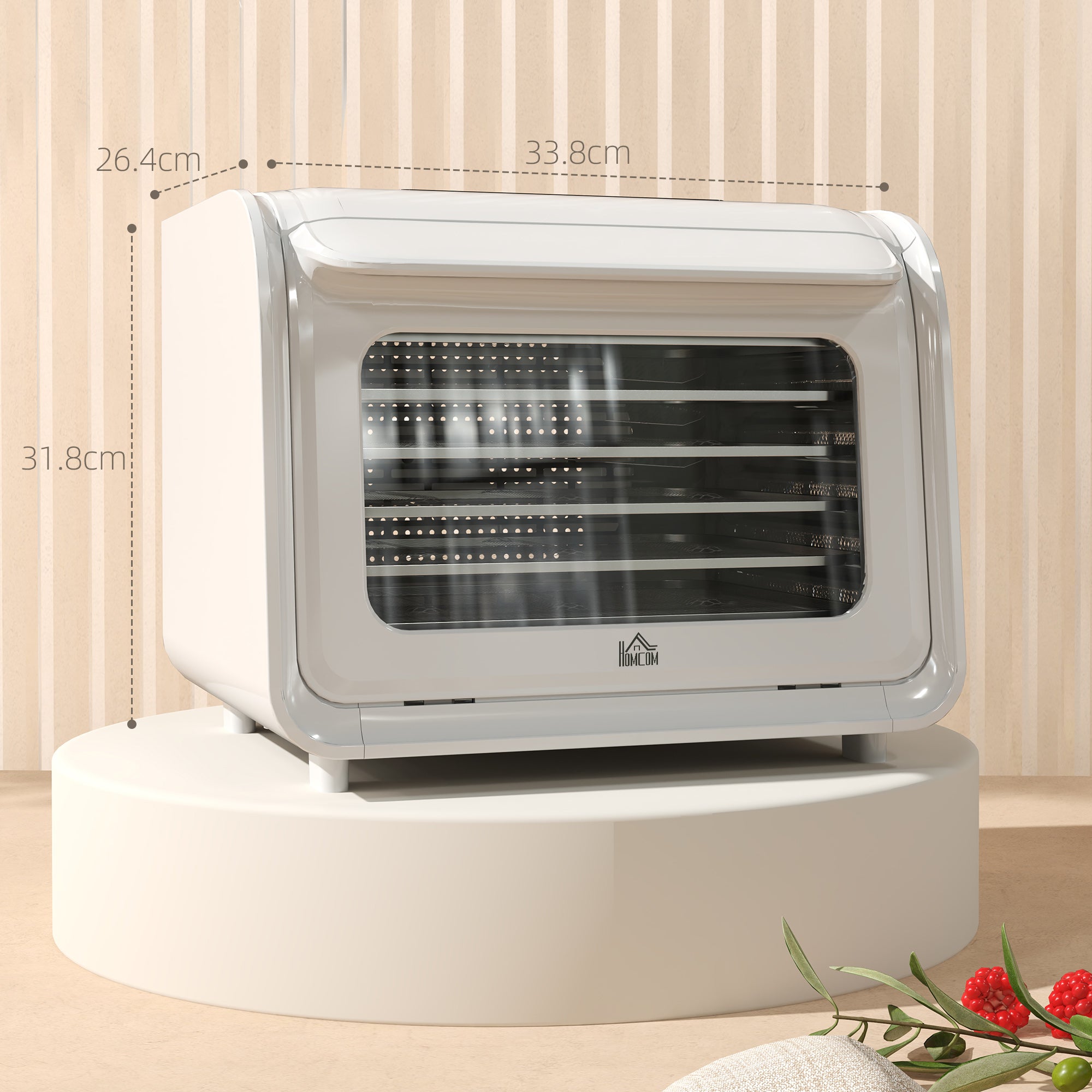 HOMCOM 35-70°C Six-Tray Food Dehydrator - White - North Peak Garden Furniture