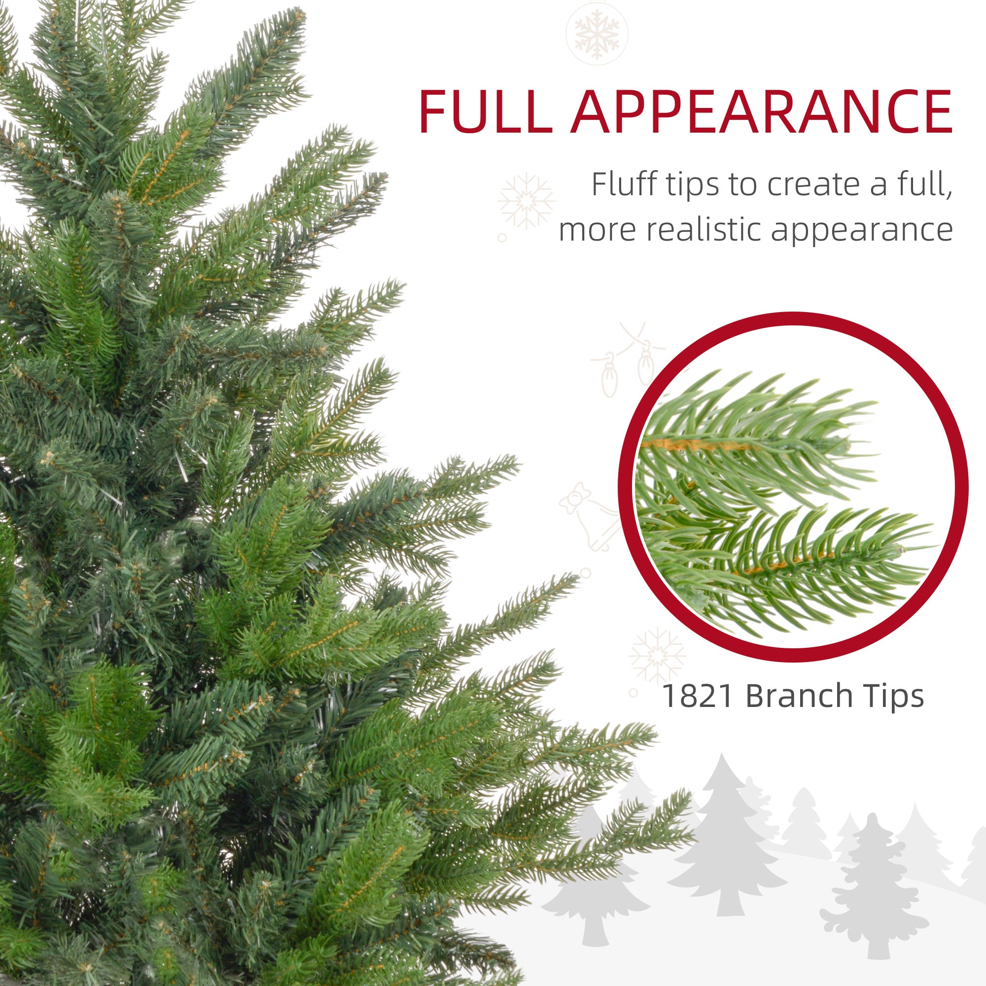 HOMCOM 6ft Bare Artificial Christmas Tree, with 1821 Tips - Green - North Peak Garden Furniture